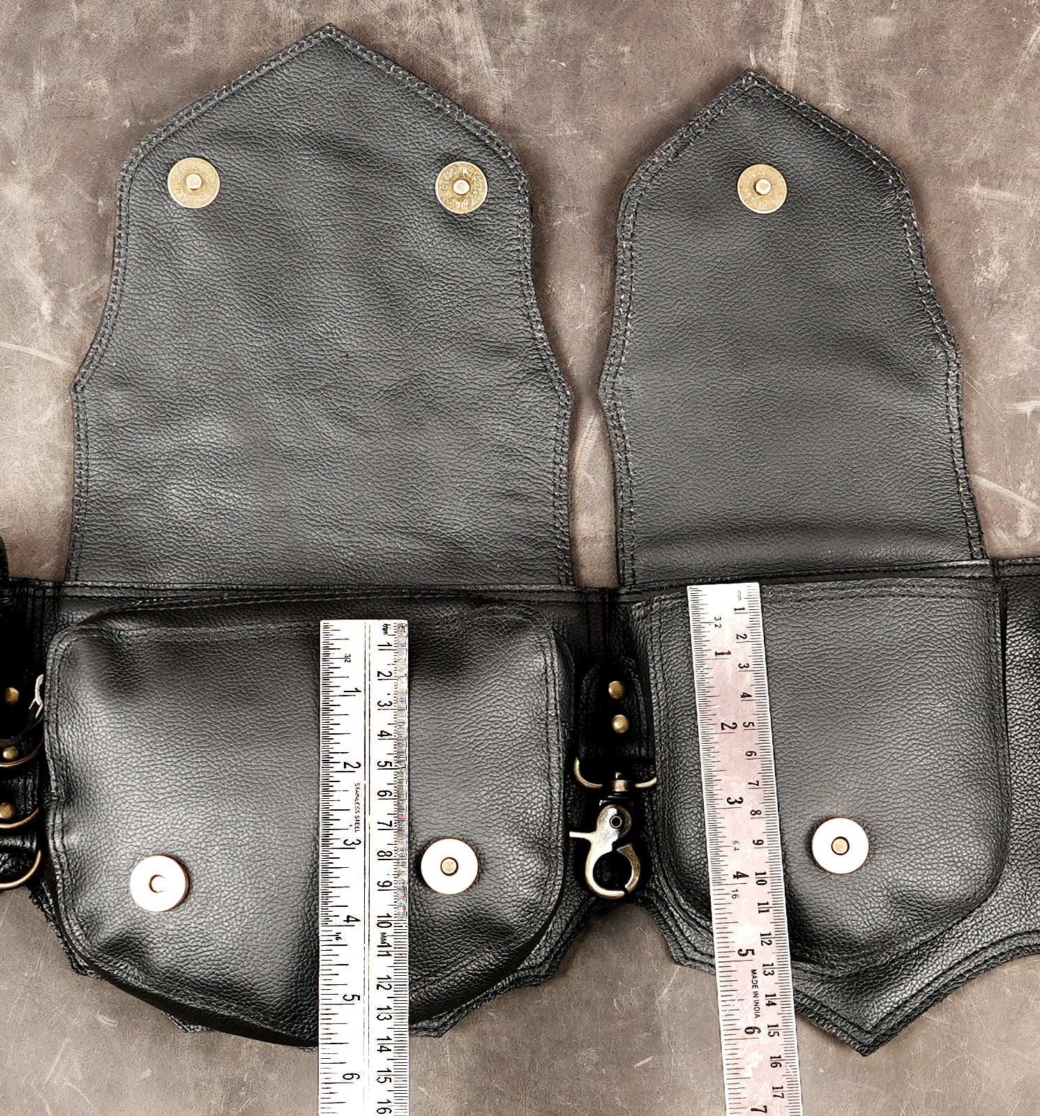 Gothic black leather pocket belt for festivals