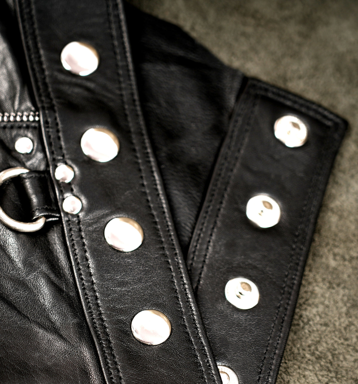 Gothic black mini skirt with nickel silver hardware