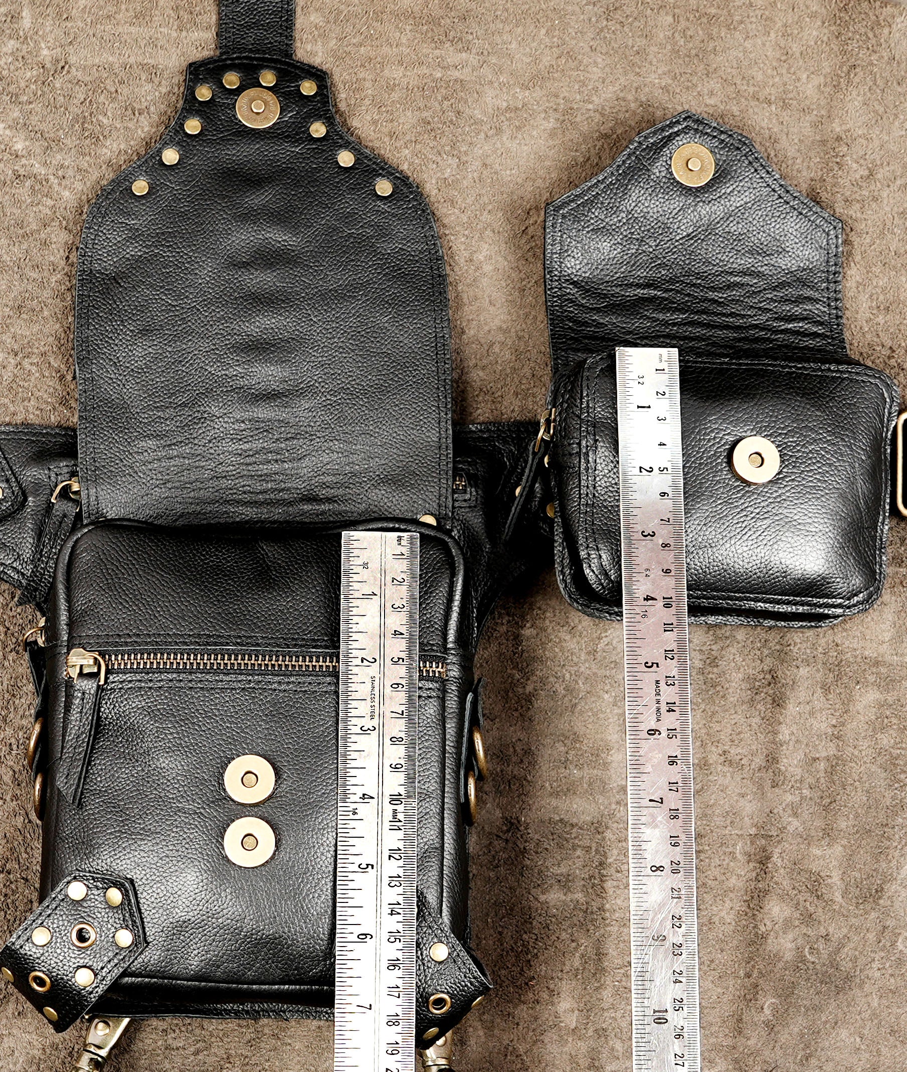 Gothic festival belt pouch handmade from genuine leather