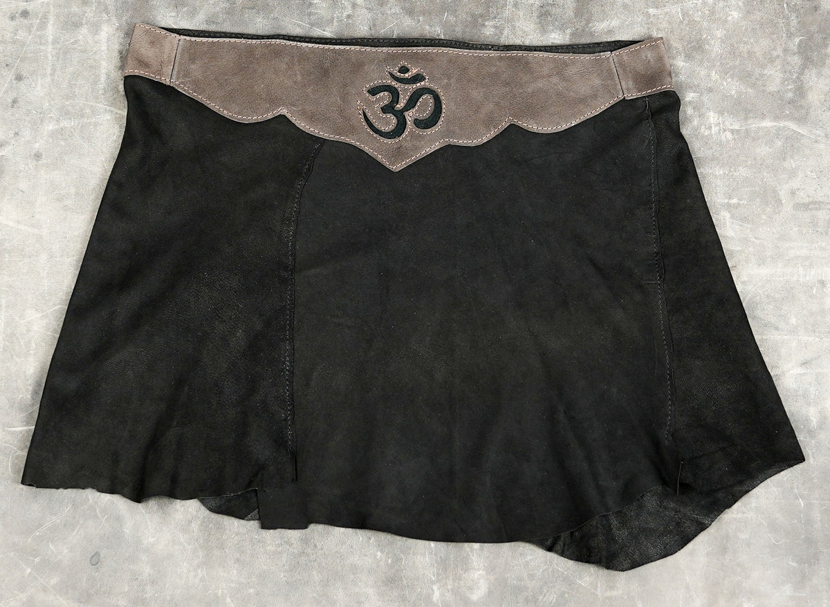 Handmade suede leather skirt with Om symbol waistband