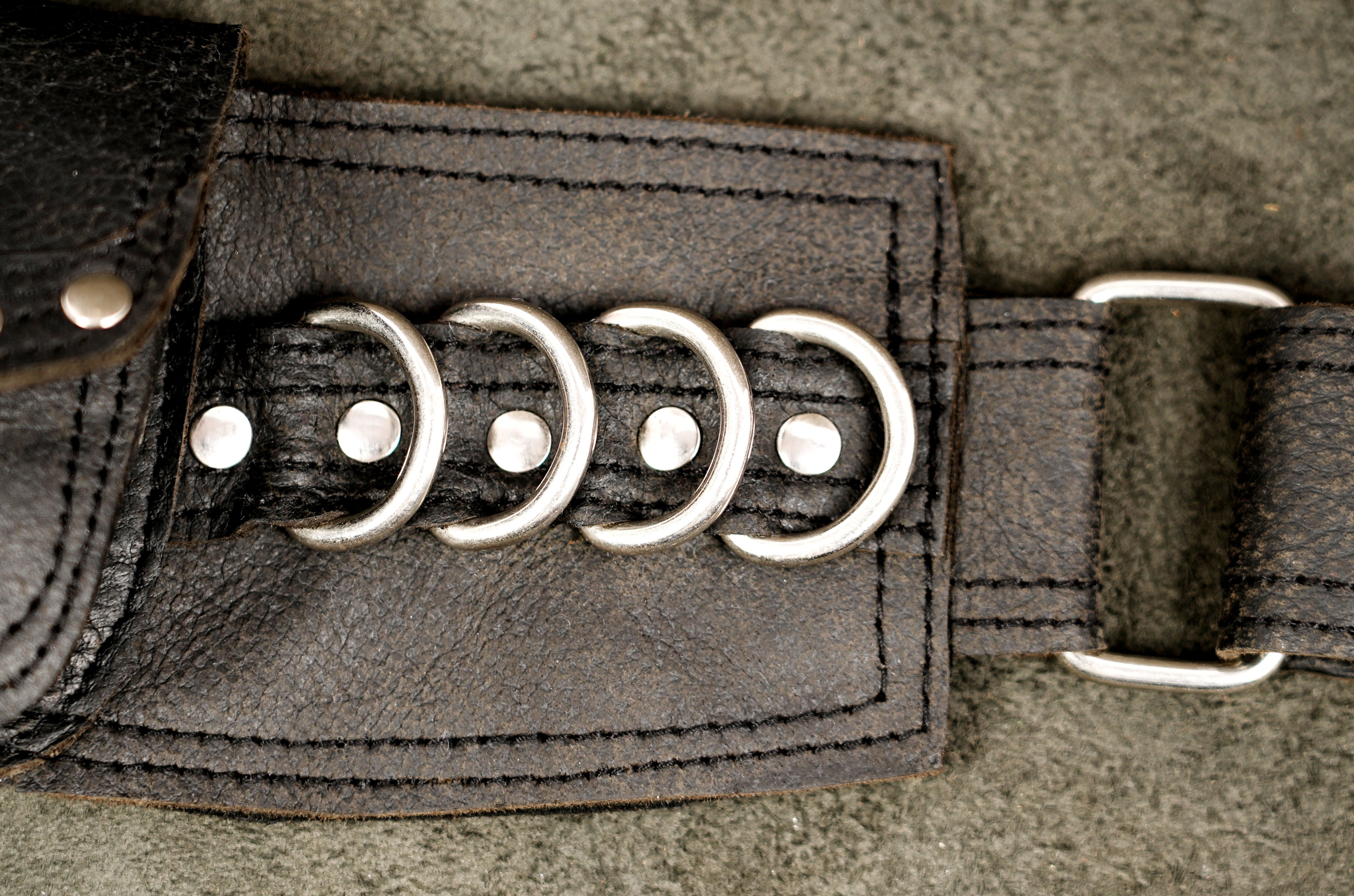 Hands-free leather festival bag with an adjustable waist strap
