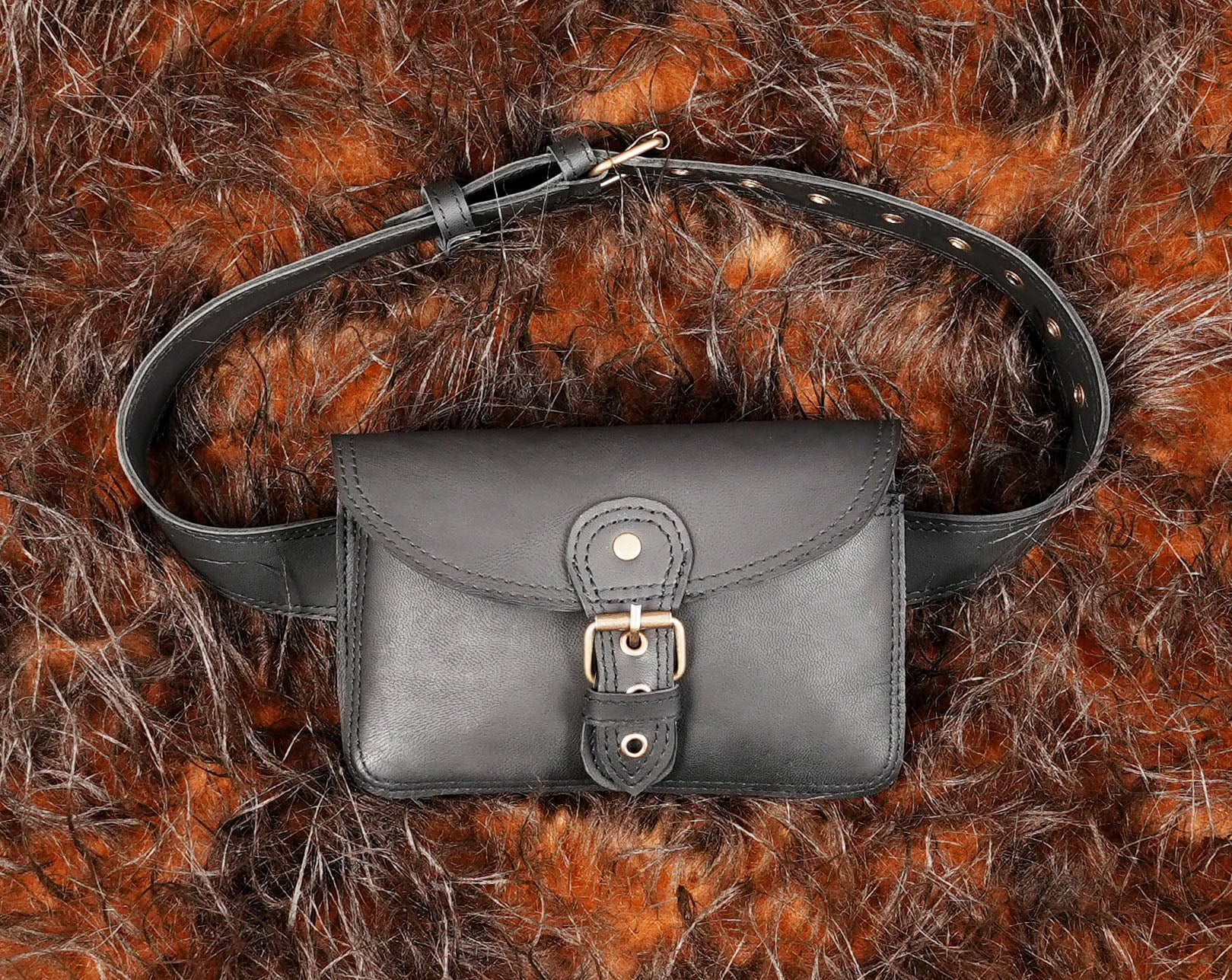 Black Leather Bum Bag