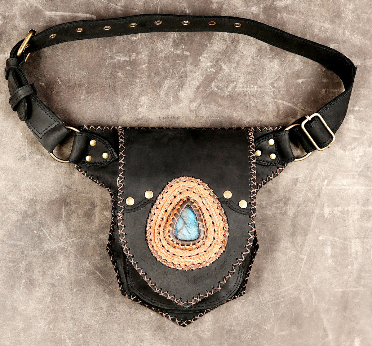 Rustic handmade waist belt for festivals and travel