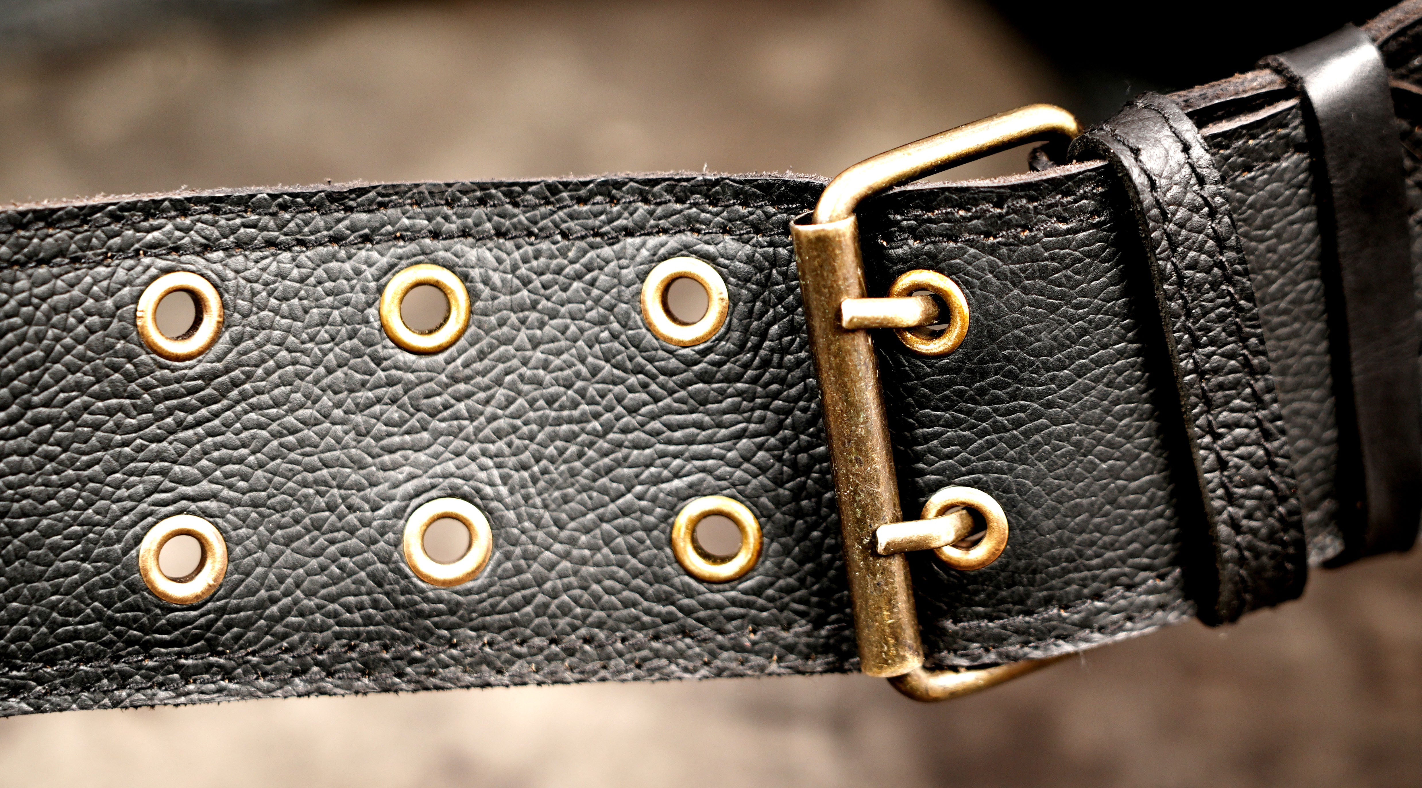 Labradorite gemstone waist bag with brass studs