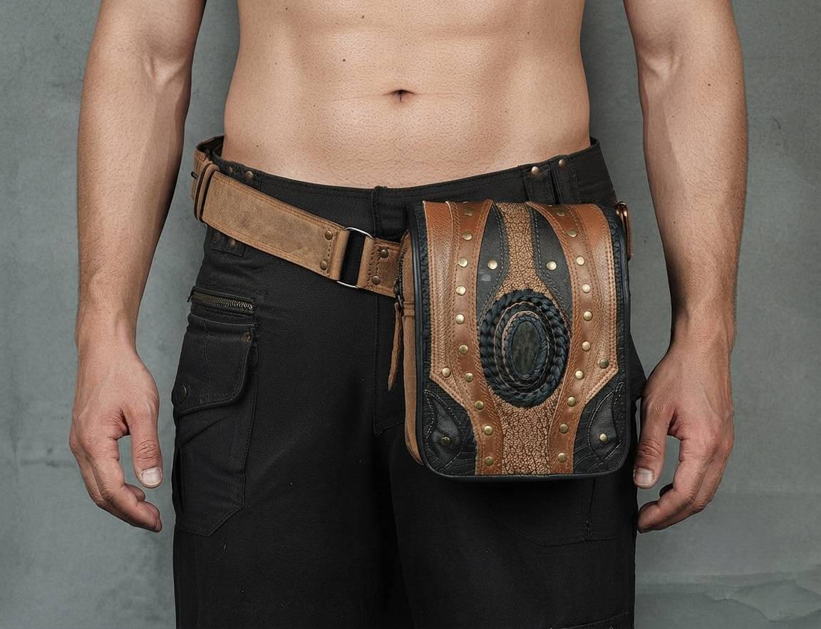 Leather festival accessory with natural stone and studs