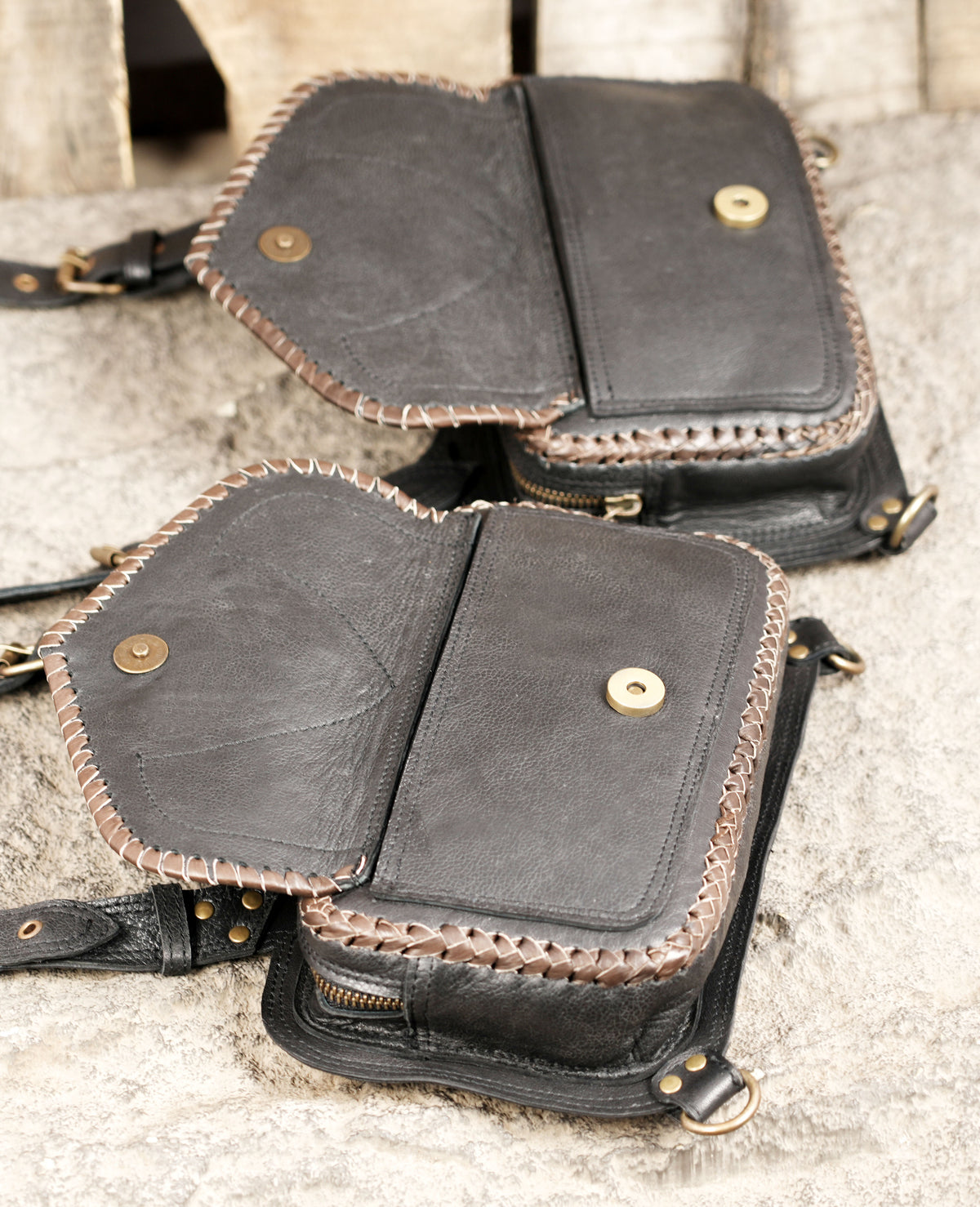 Leather shoulder holster harness for Burning Man and music festivals