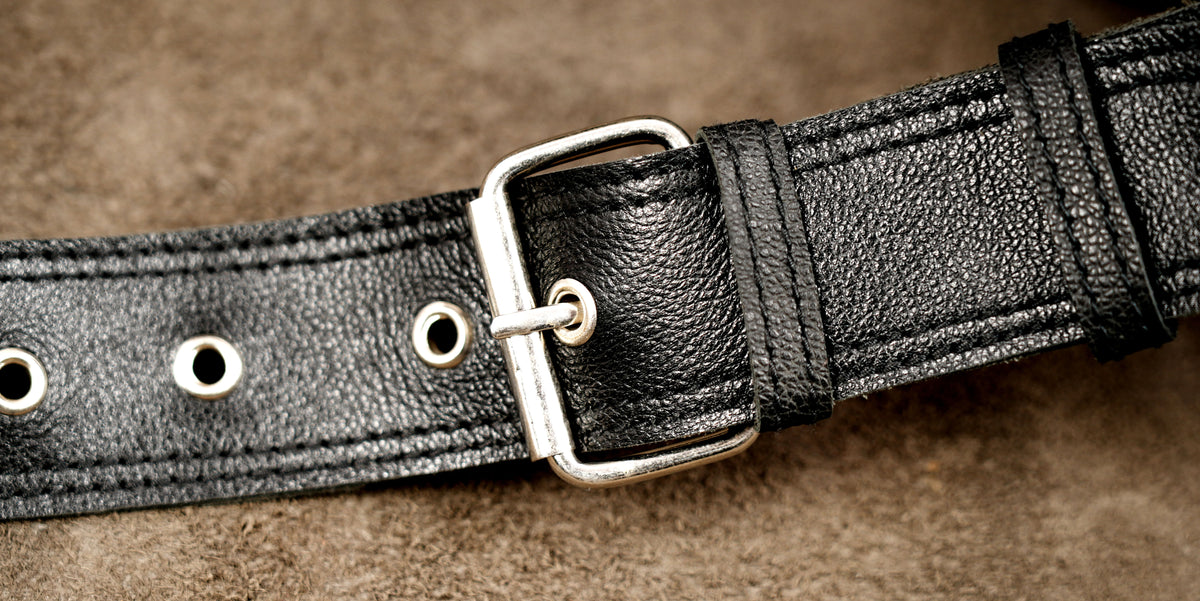 Minimalist leather hip pouch with adjustable long strap