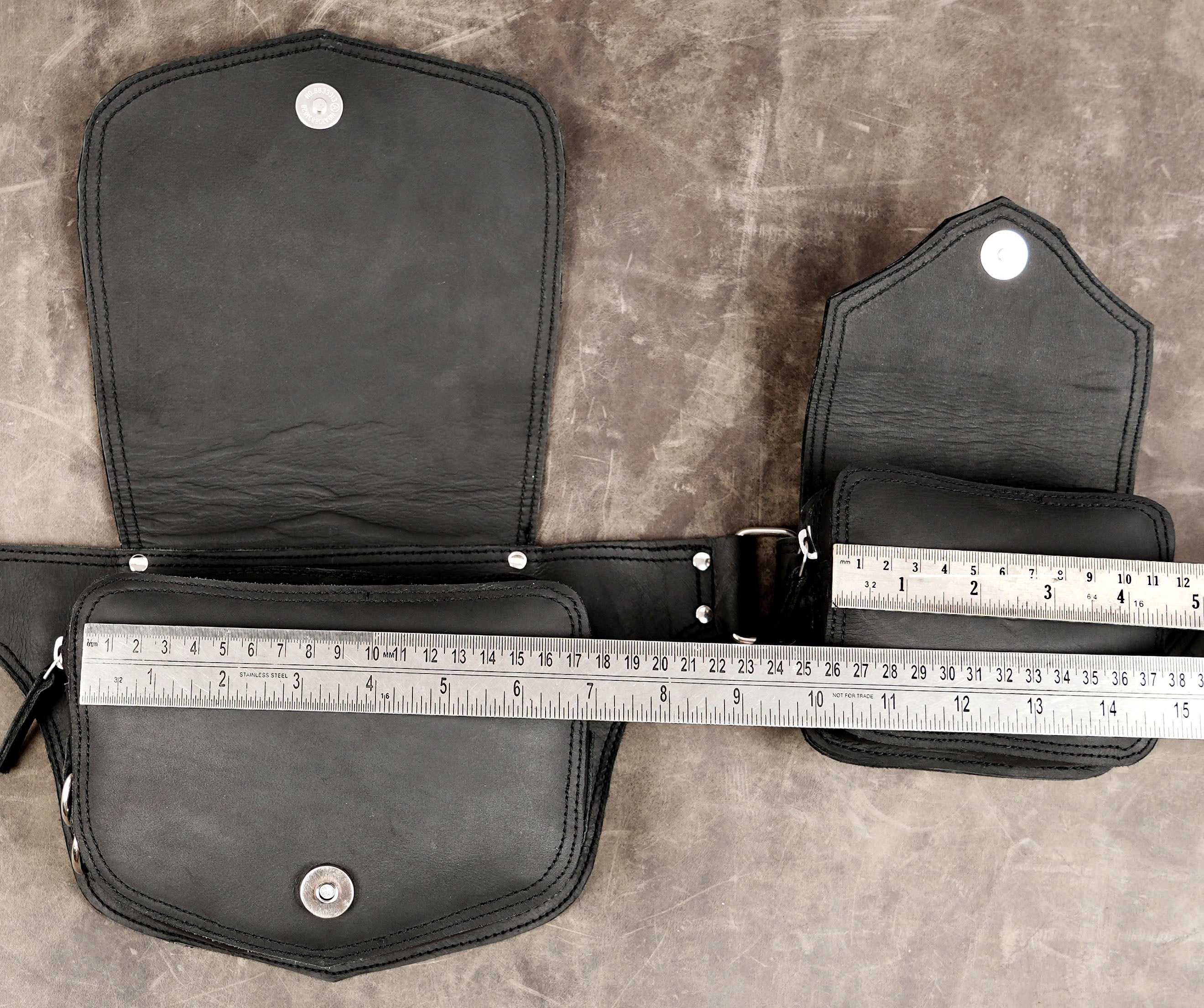 Modular leather hip bag system with two separate pockets