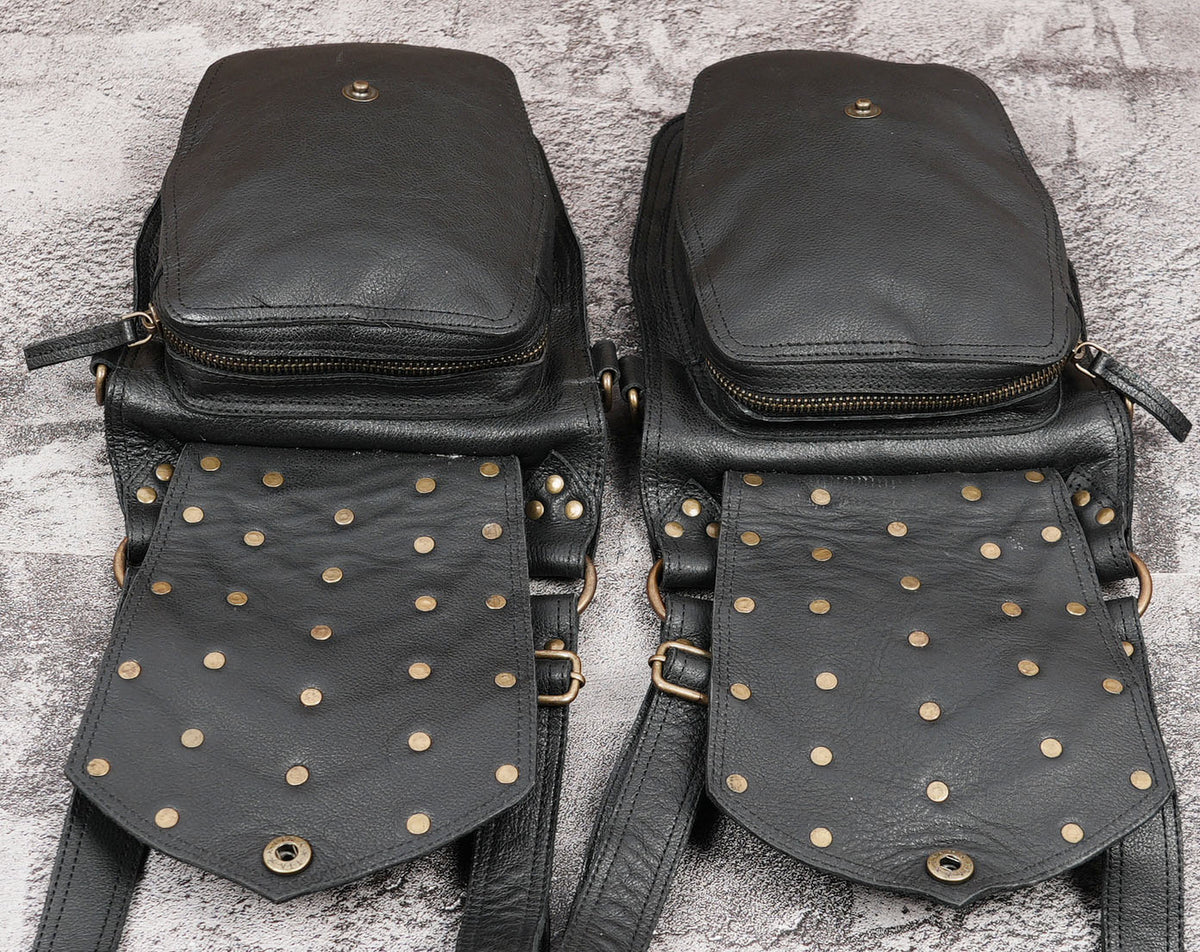 Handmade leather holster purse with adjustable straps and multiple compartments