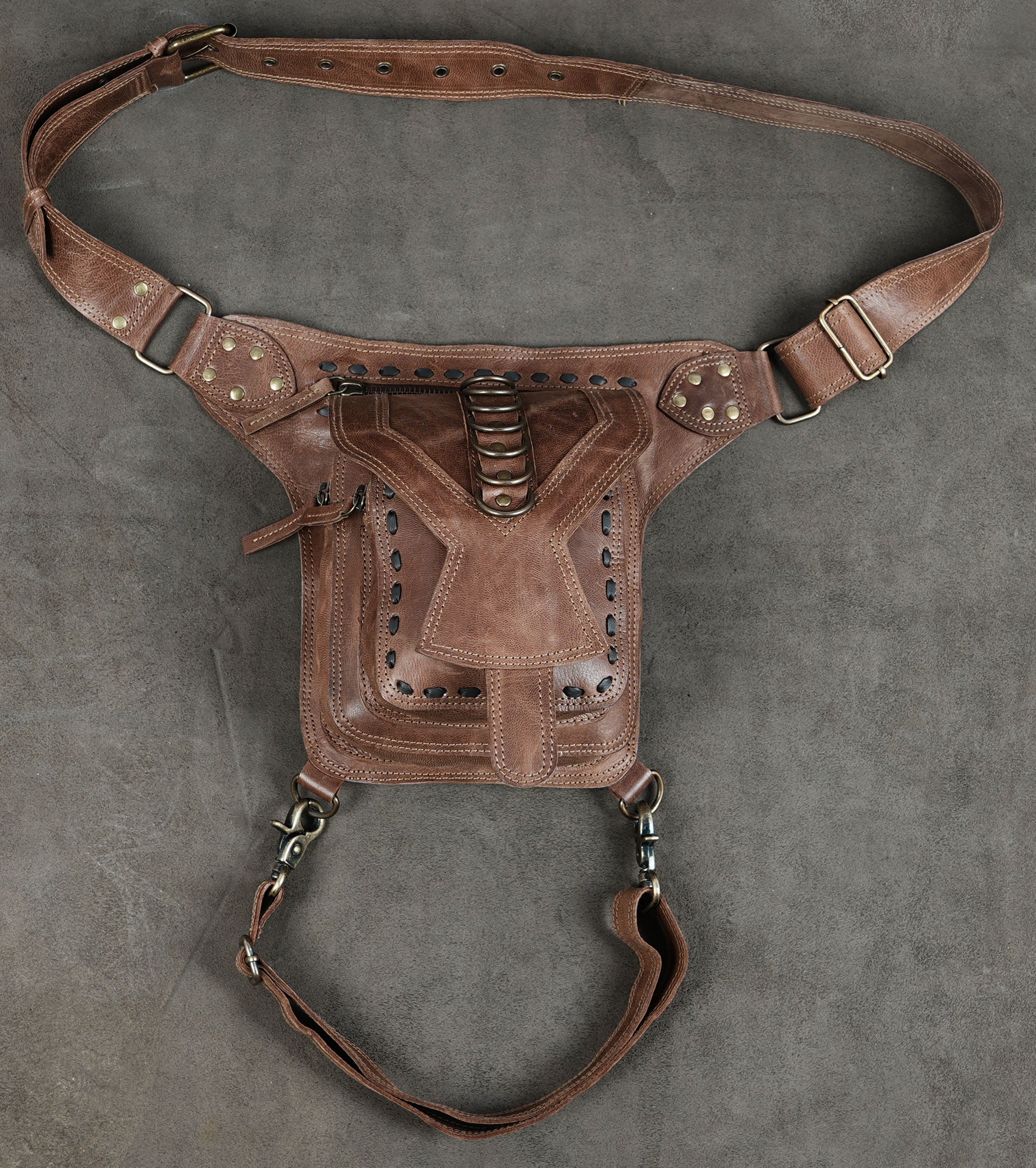 Unique handmade leather waist bag for festivals