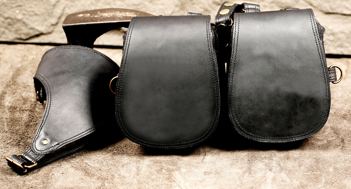 Black Leather Dual Holster Bag Unisex Festival Shoulder Harness