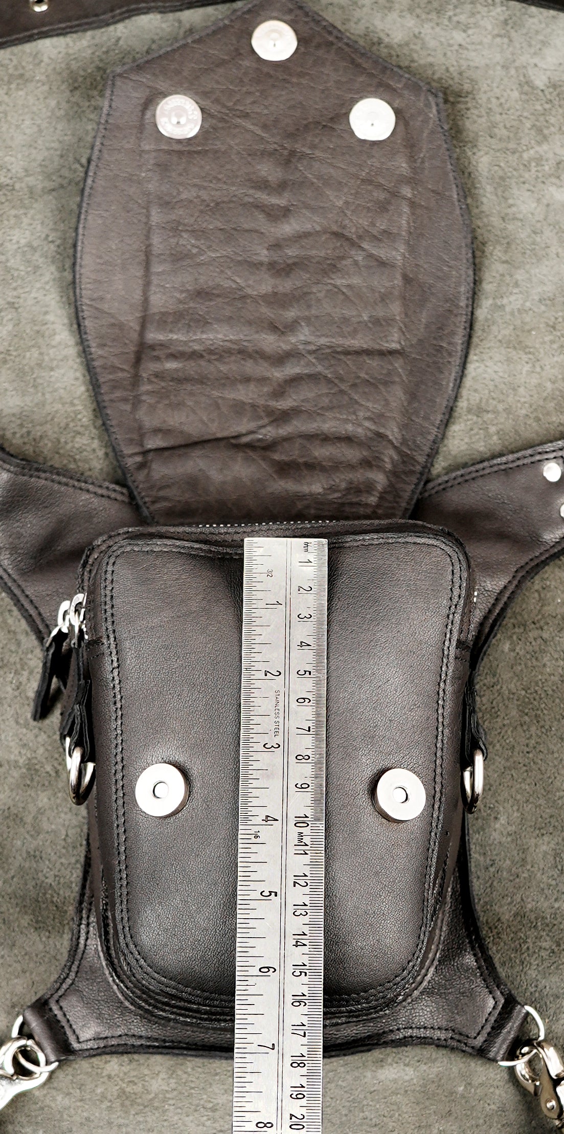Video game armor thigh holster, stud detail shot