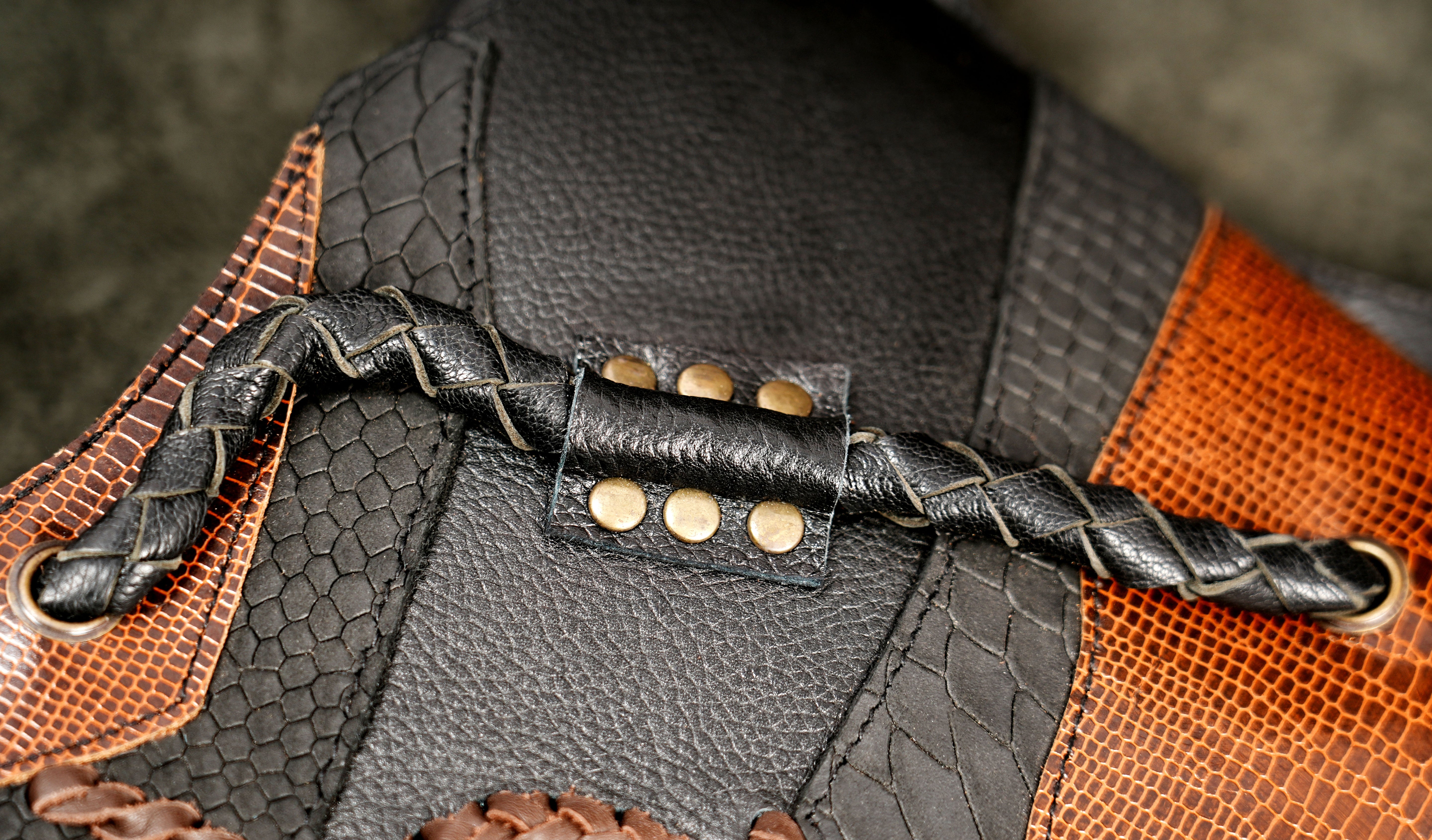 Warrior class leather harness, three piece display