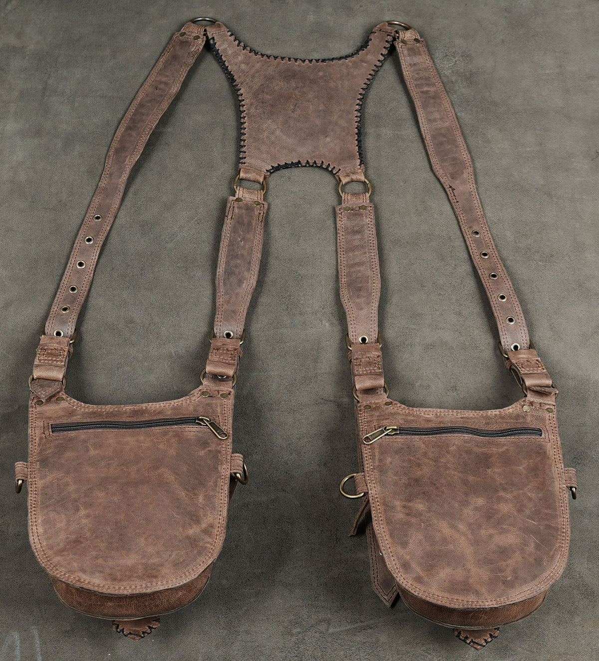 Western style leather chest harness