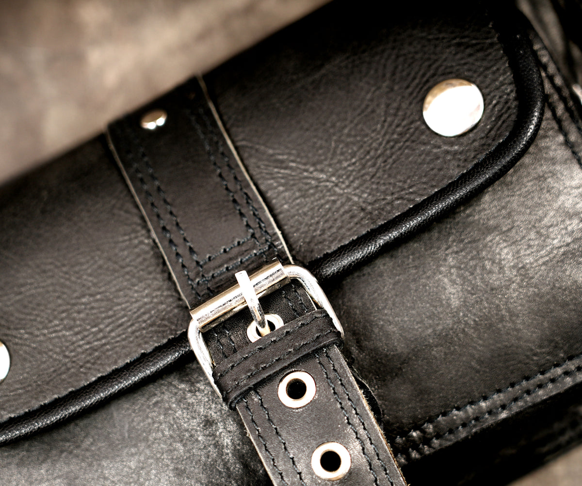 inspired leather accessory belt, grommet detail