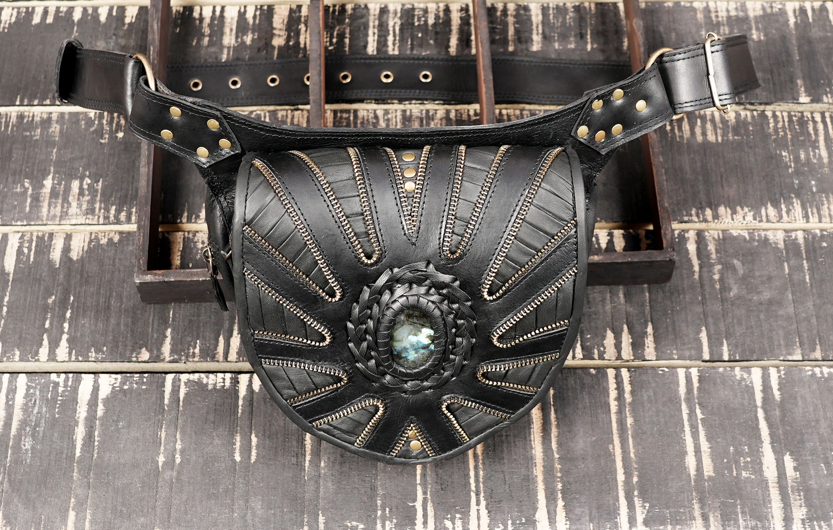 Unisex leather waist pouch handmade