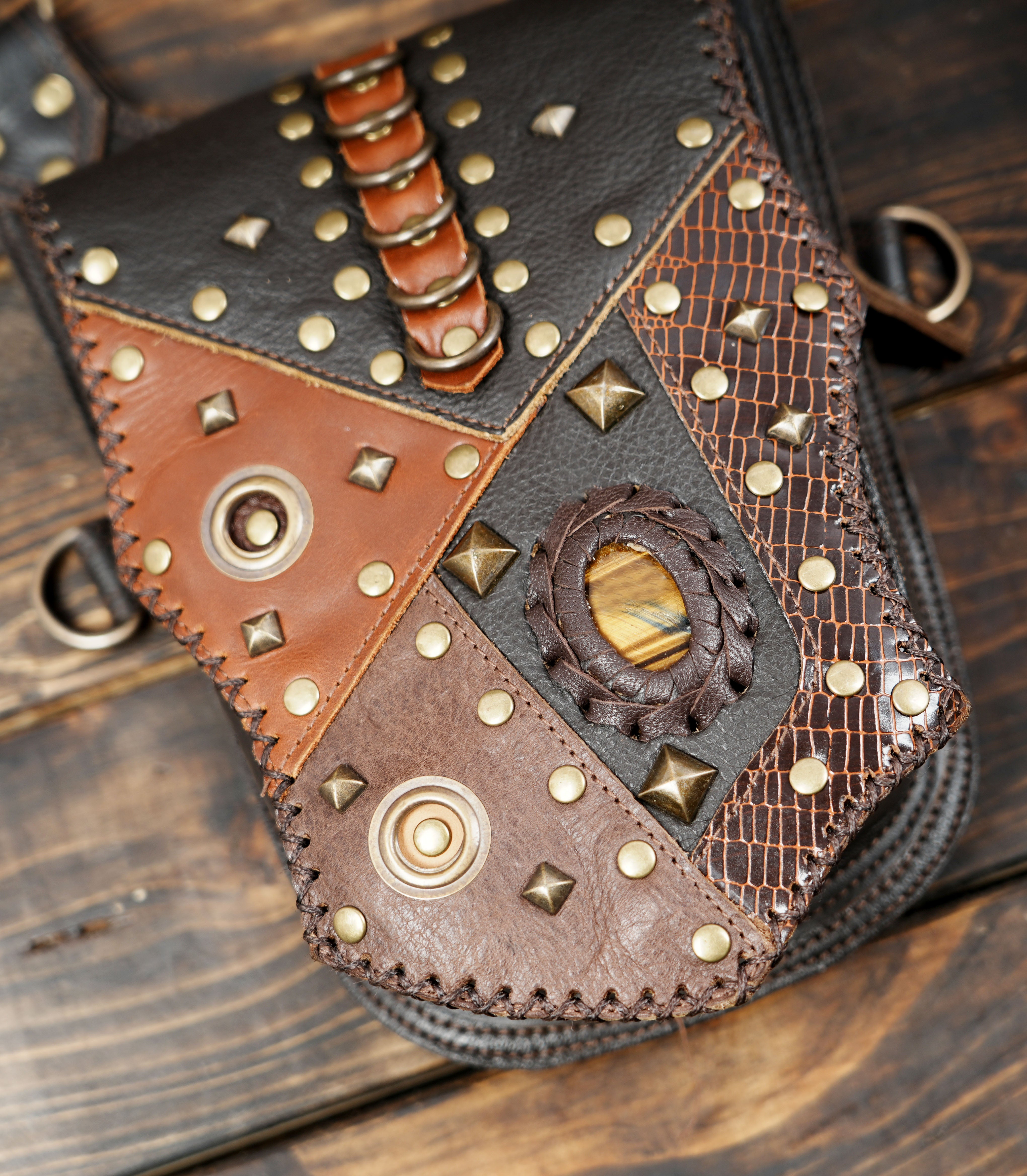 Stylish leather holster harness with dual storage compartments