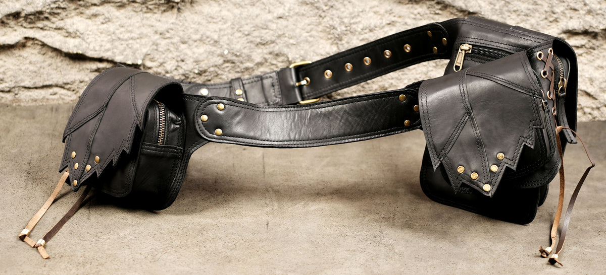 Leather utility hip belt for festivals and outdoor use