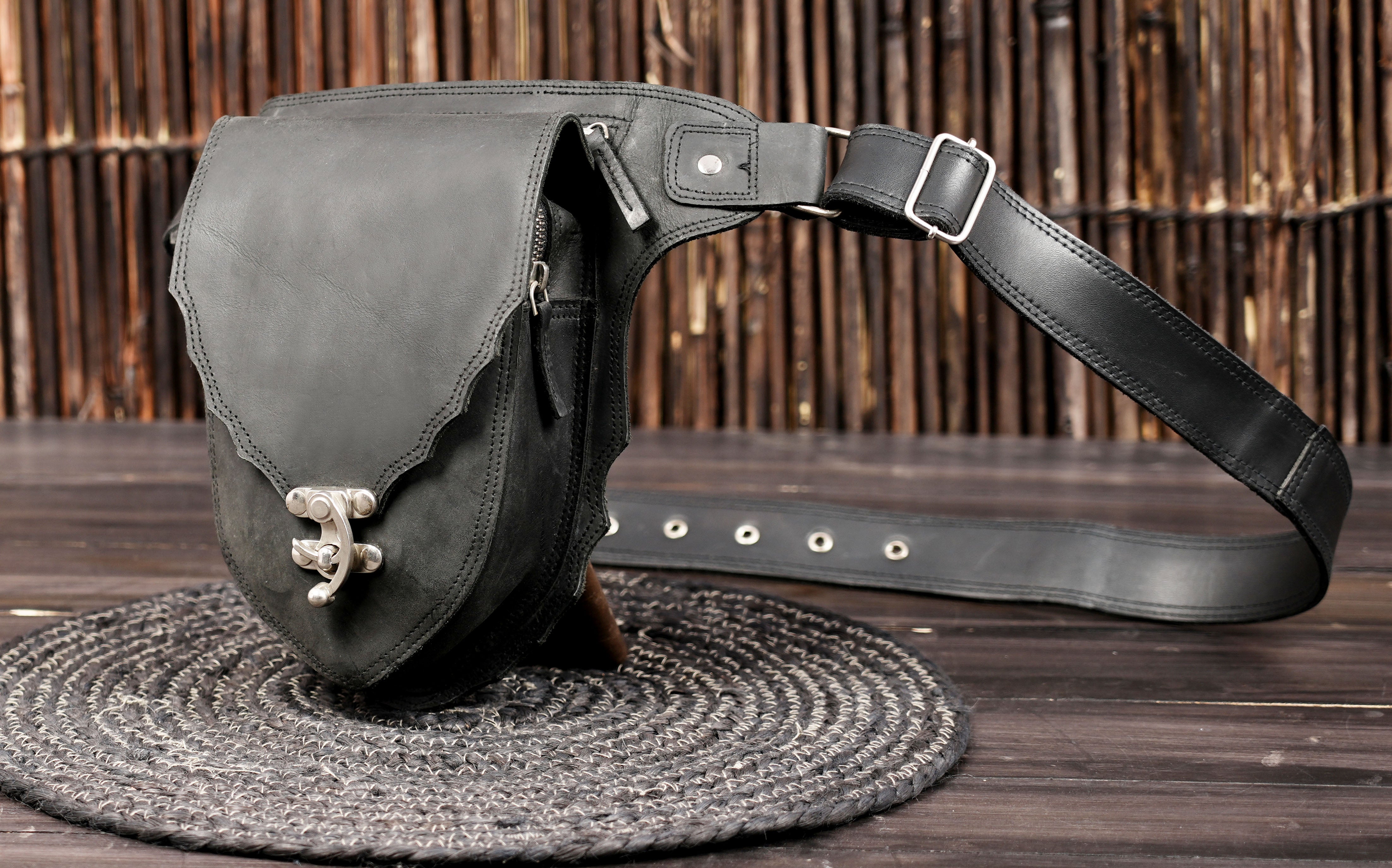 Leather waist belt for phone wallet and keys