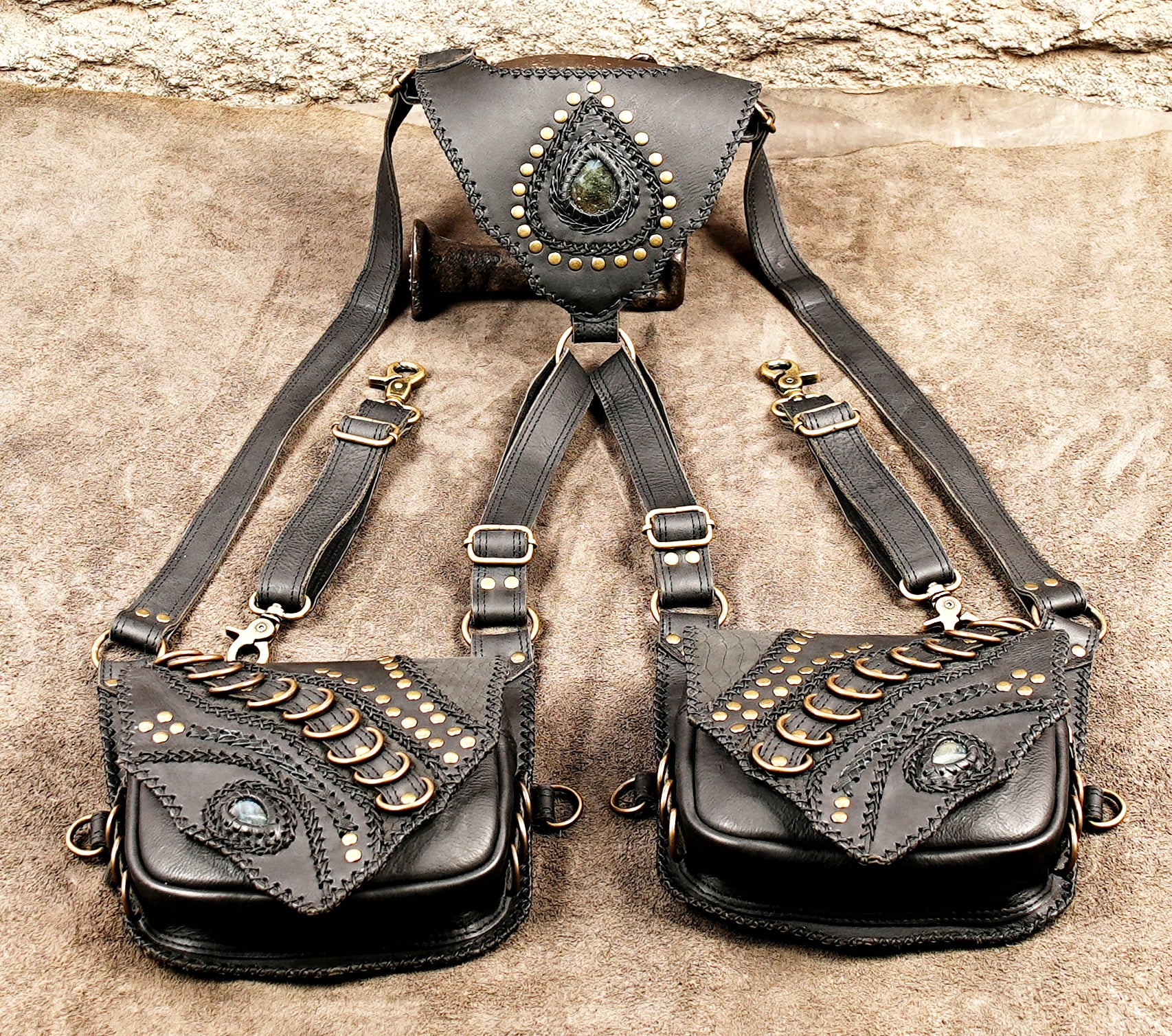 Boho chic leather underarm bag