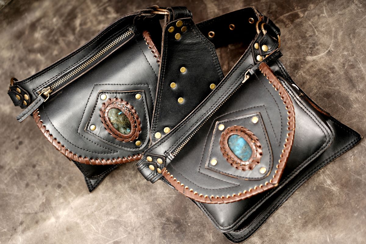 Bohemian leather hip bag belt