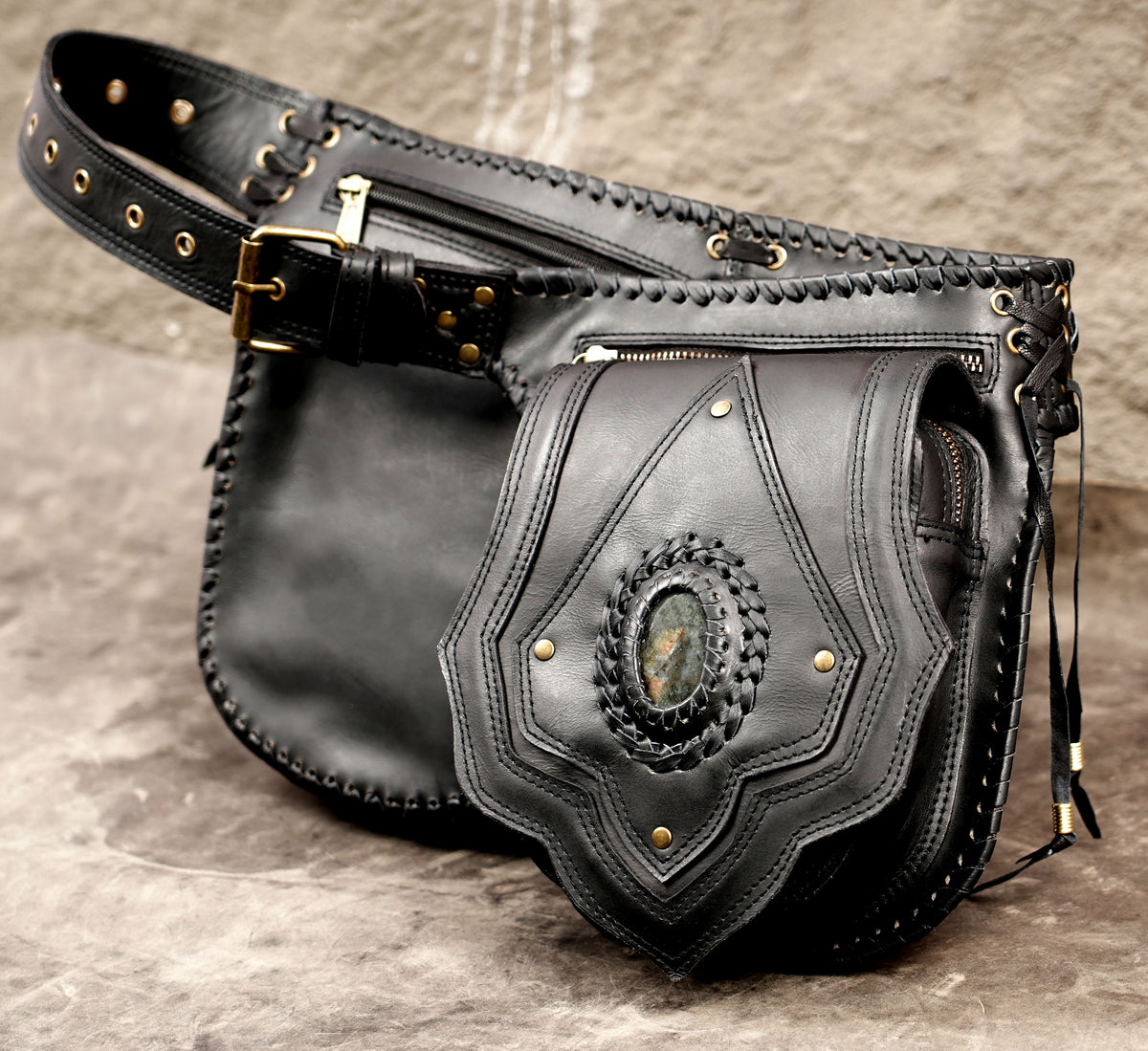 Adjustable leather utility hip belt for women