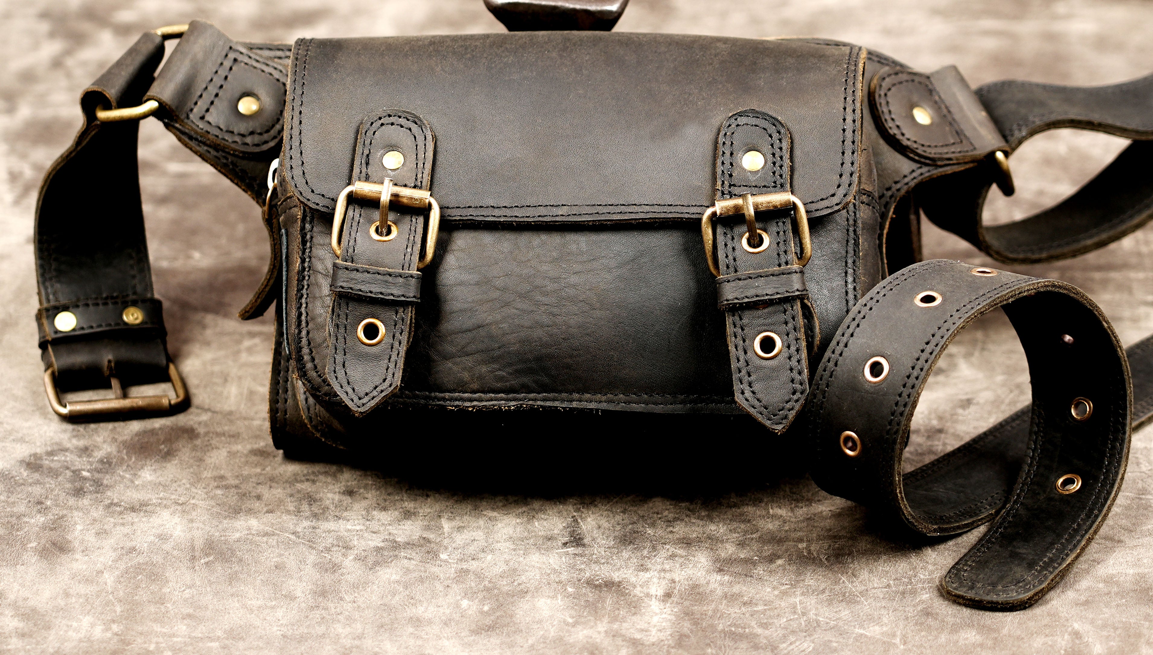 Genuine leather adjustable hip strap handmade accessory