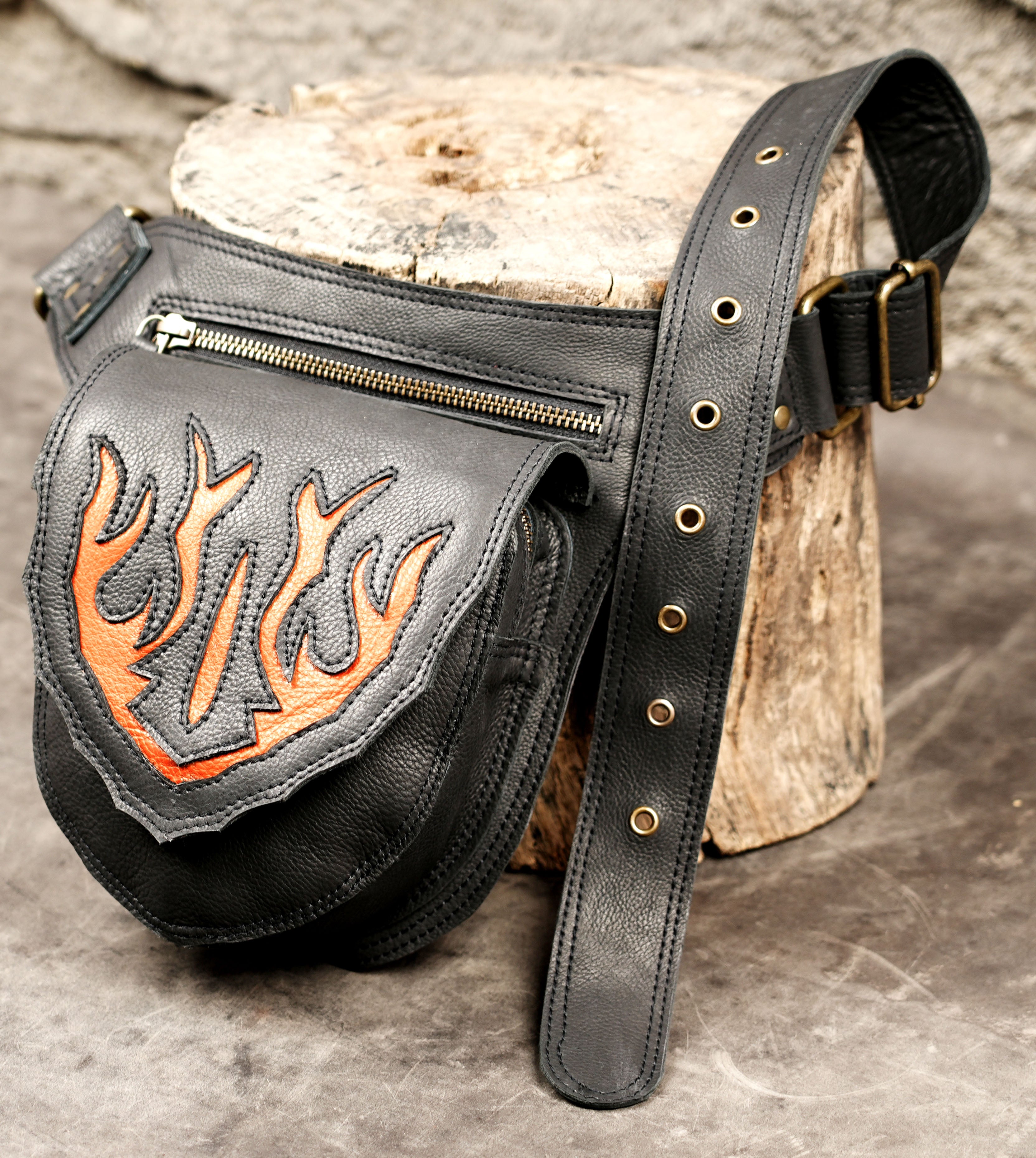 Rustic western hip bag made from genuine leather