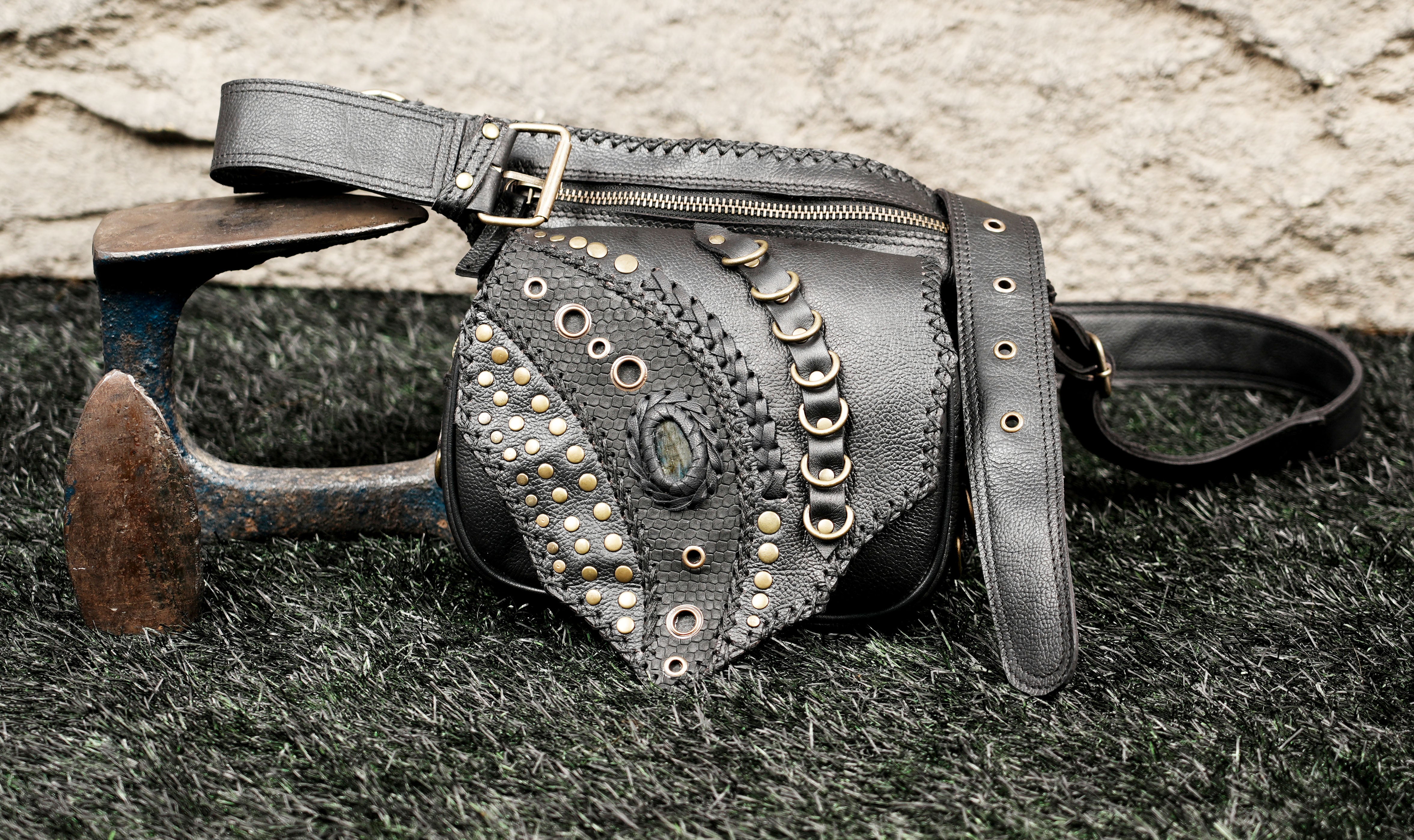 Multi pocket handmade leather waist pack for everyday carry