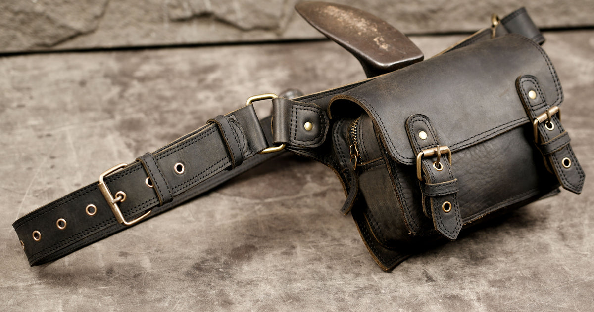 Handcrafted rustic waist belt with buckle fasteners