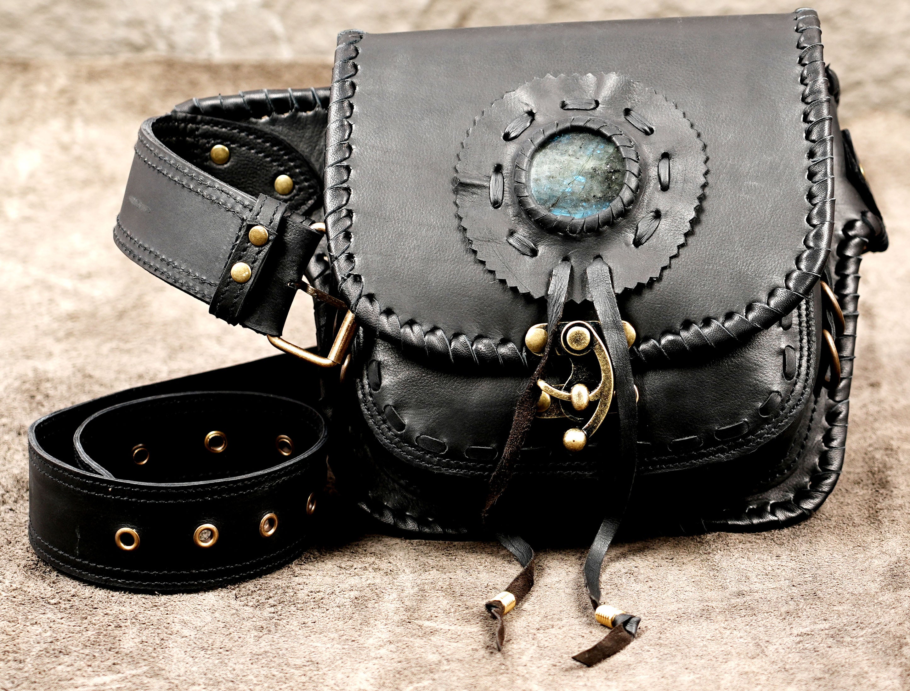 Black leather everyday waist bag