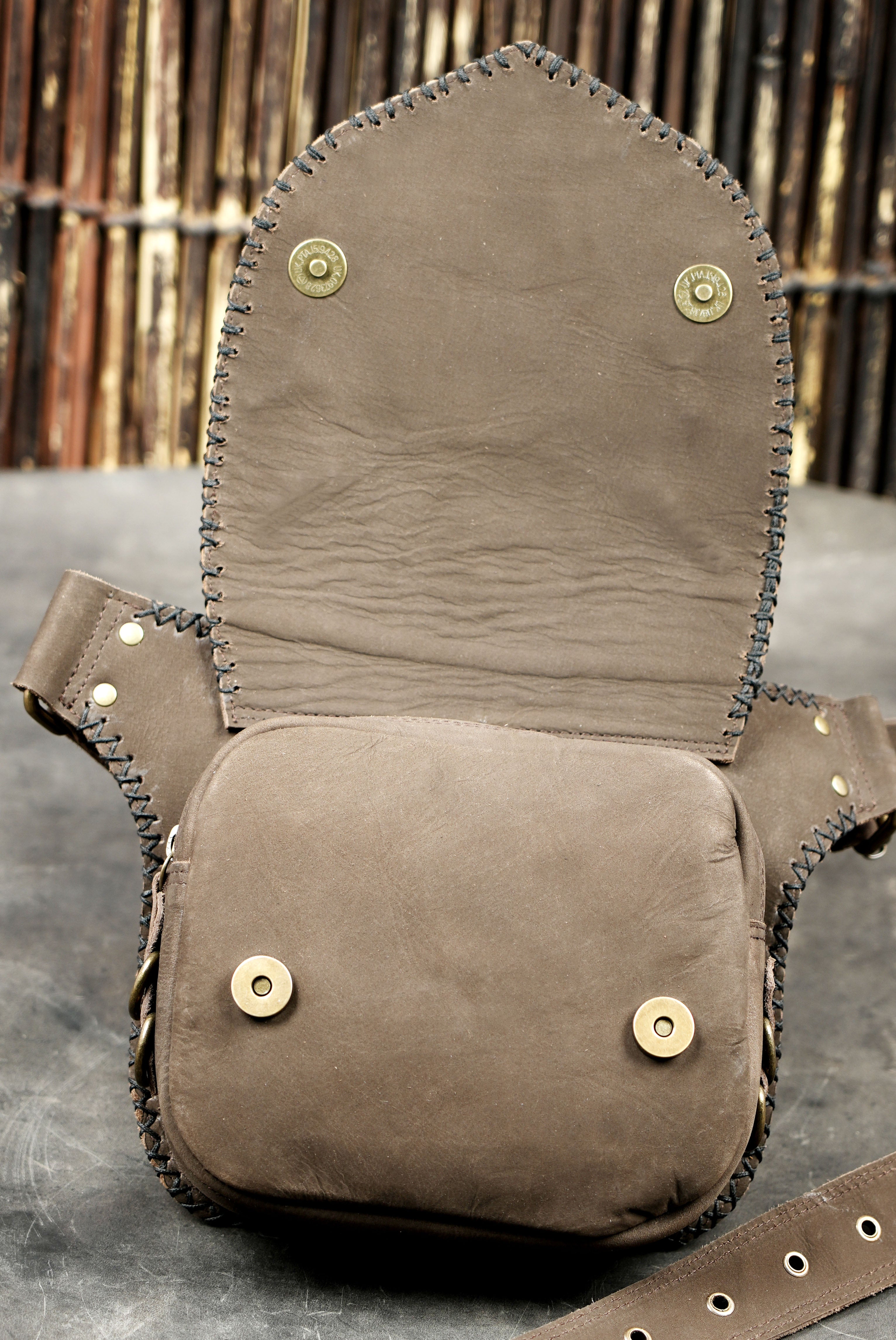 Genuine leather waist bag with mandala stone pattern
