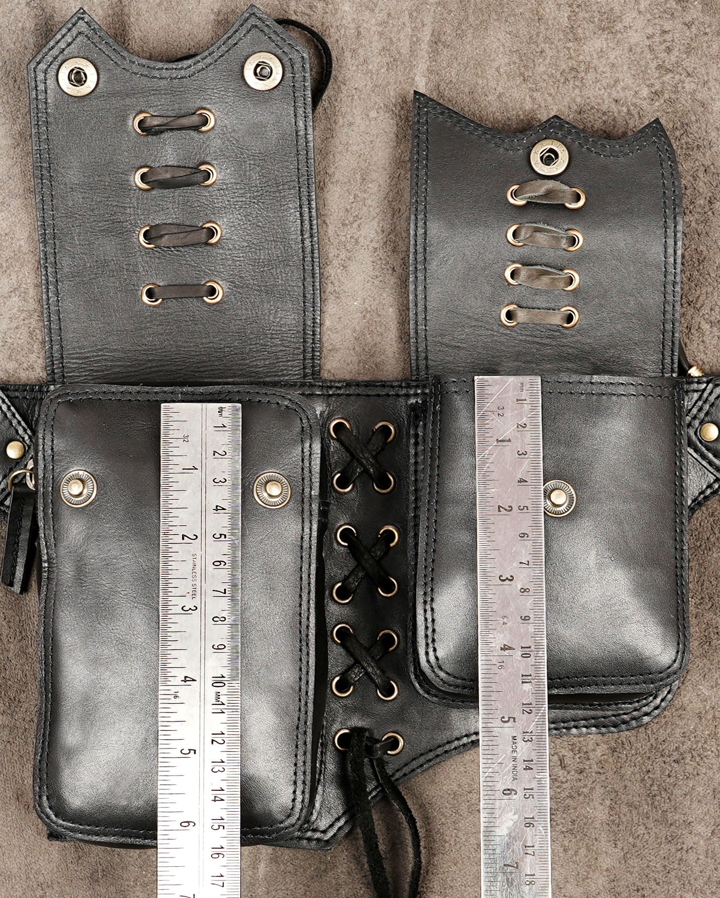 Medieval cosplay leather belt with brass hardware