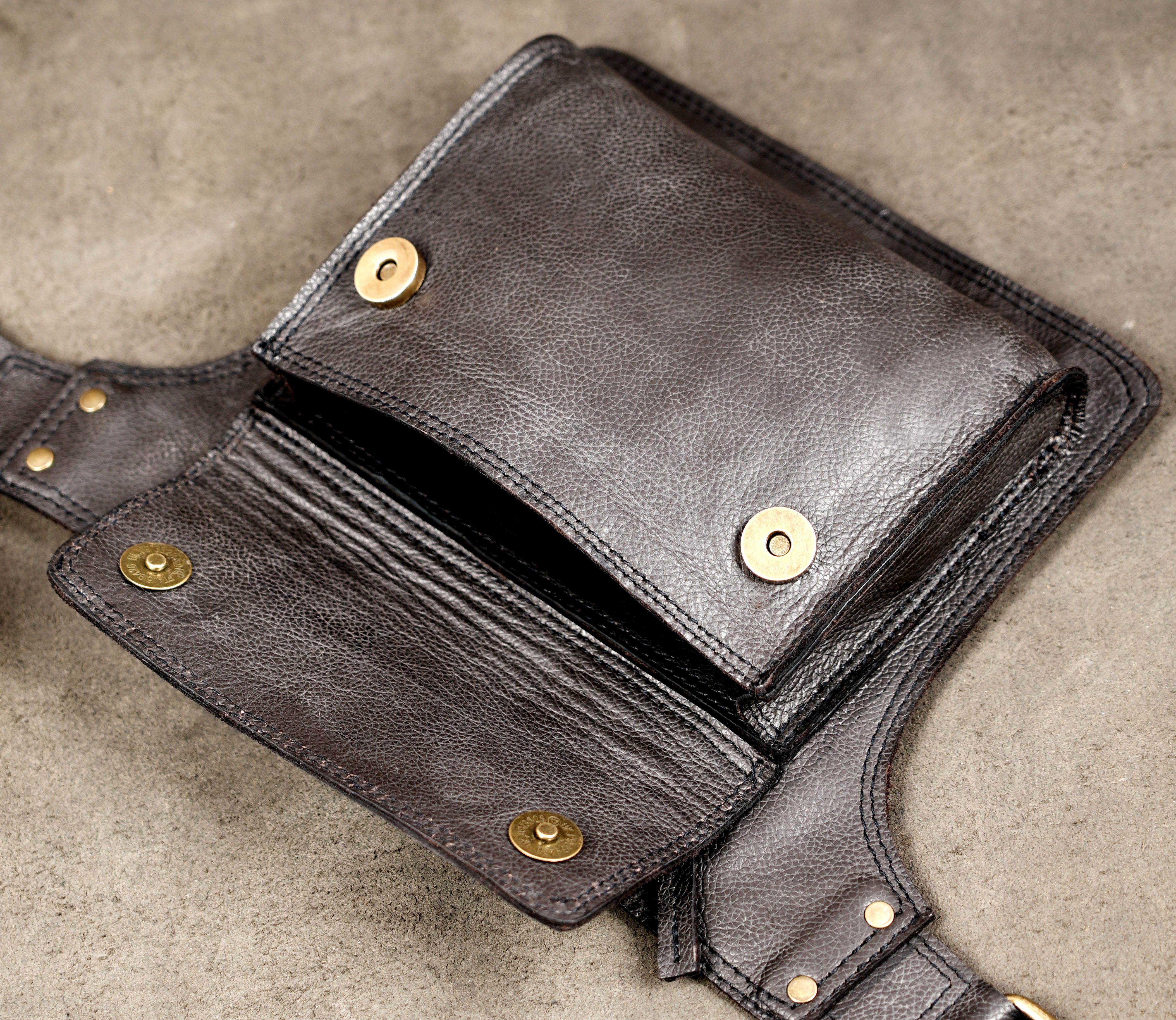 Handmade Leather Hip Belt Bag with Adjustable Buckle Strap