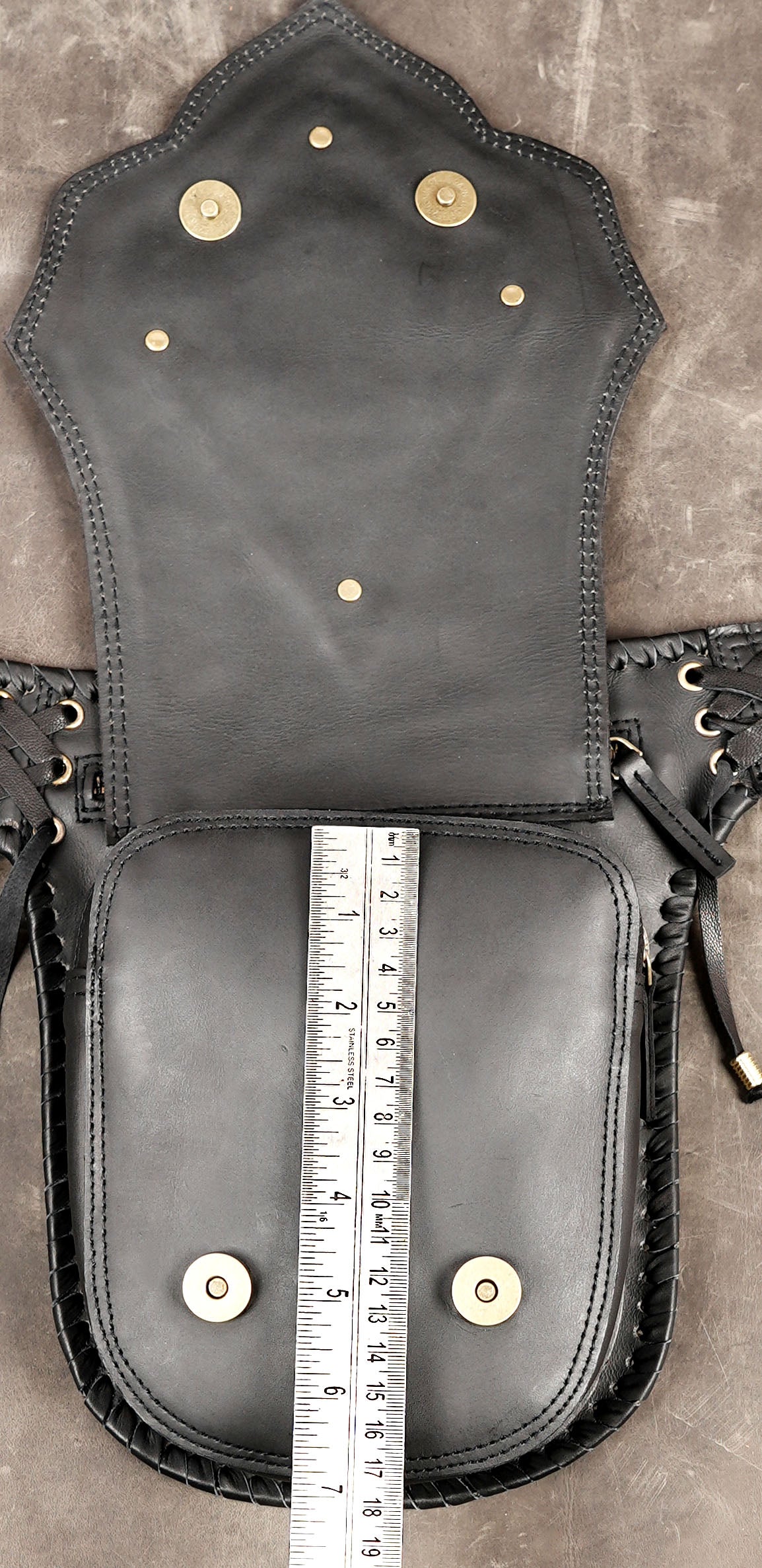 Western inspired leather hip bag with stone detail