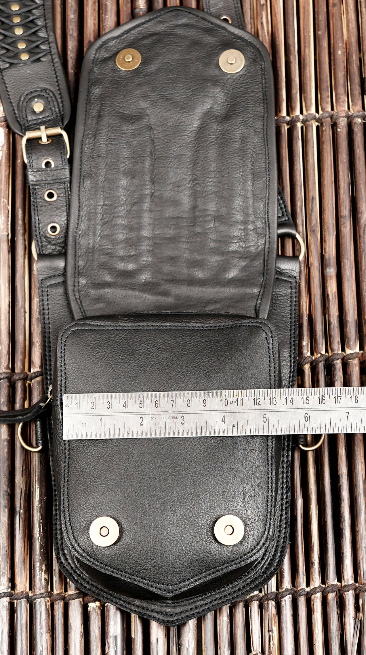 Handmade Black Leather Shoulder Holster Harness with Dual Utility Pouches | Adjustable Chest Rig | Gothic Steampunk Leather Holster (LT/AB/HLS/6053)