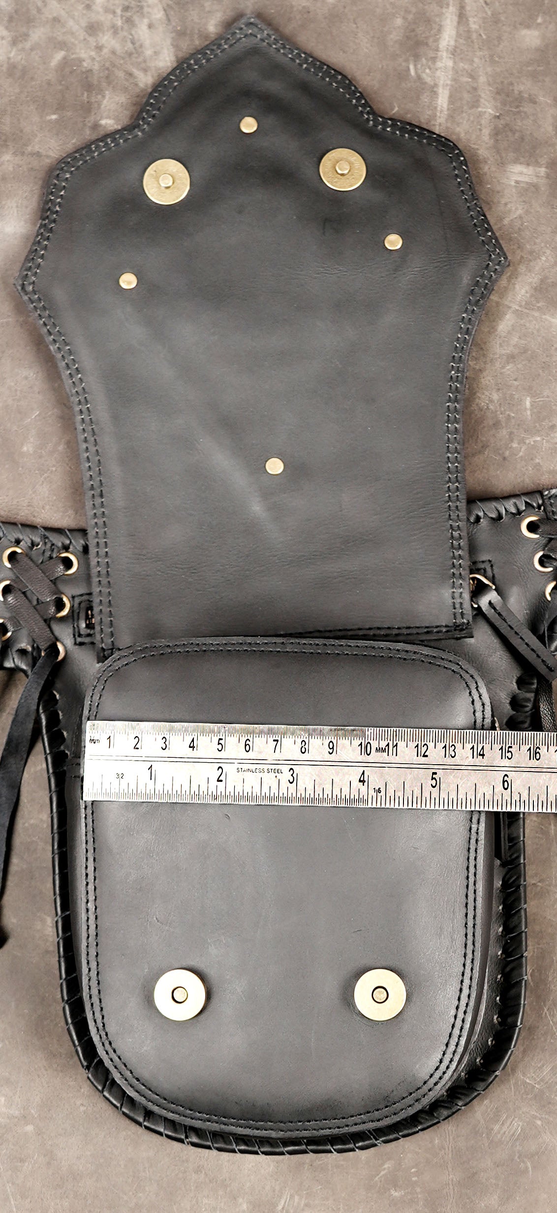 Handmade leather adventure belt with storage pockets