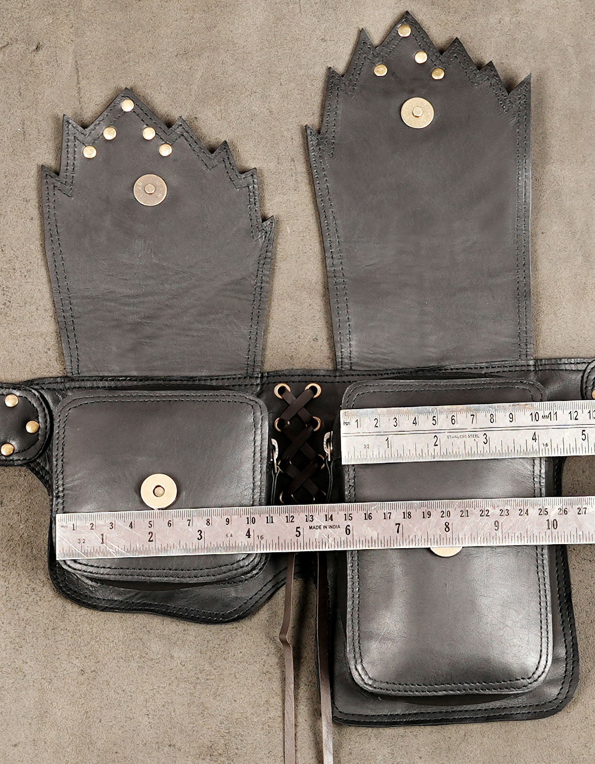 Leather festival waist bag with antique brass hardware