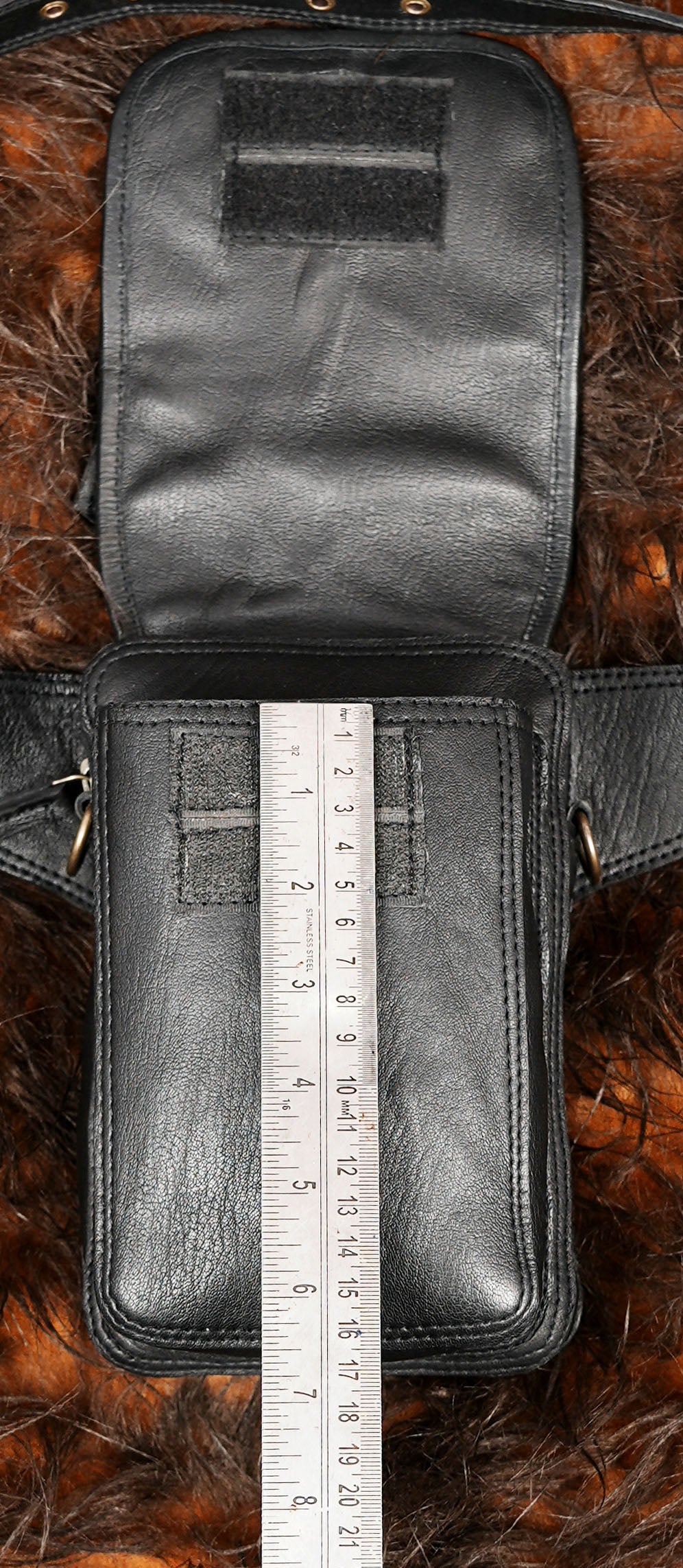 Black Leather Utility Belt Bag Crossbody Waist Pouch Festival Hip Pack Unisex