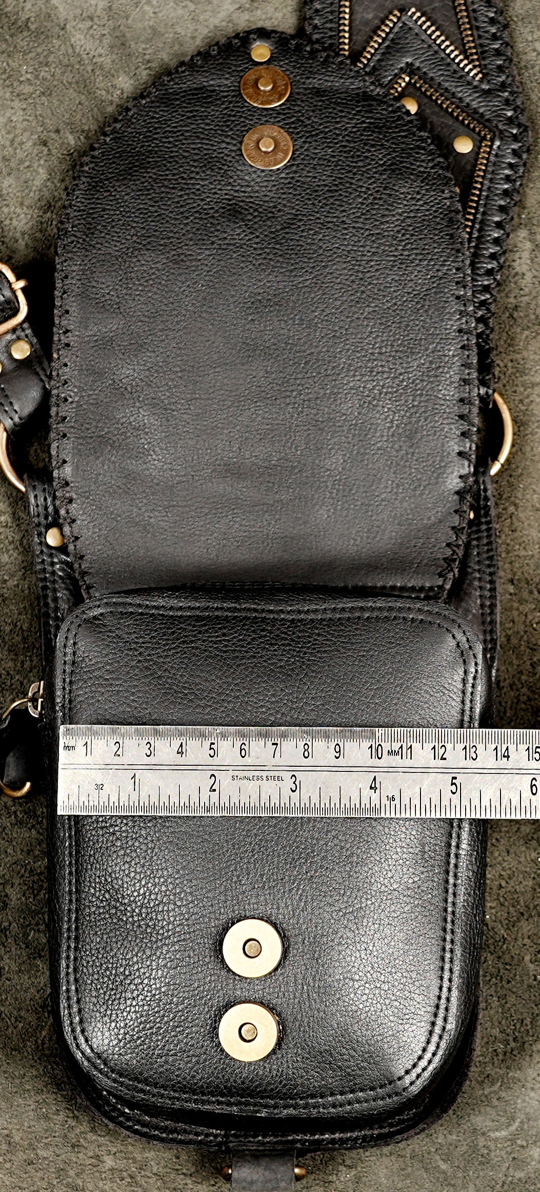 Edgy festival wear leather shoulder holster and dual pouch chest bag for women