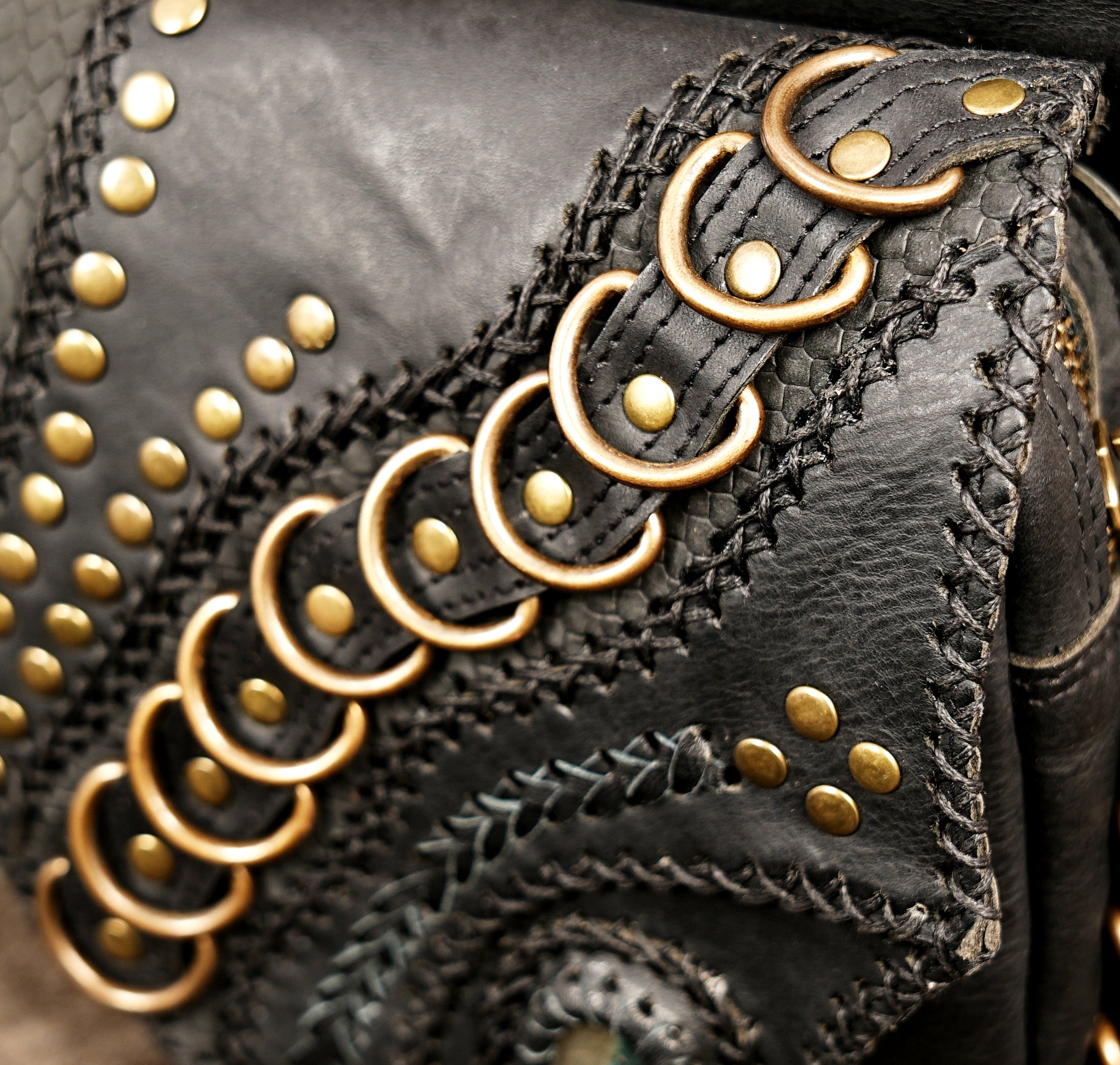 Brass hardware leather vest bag