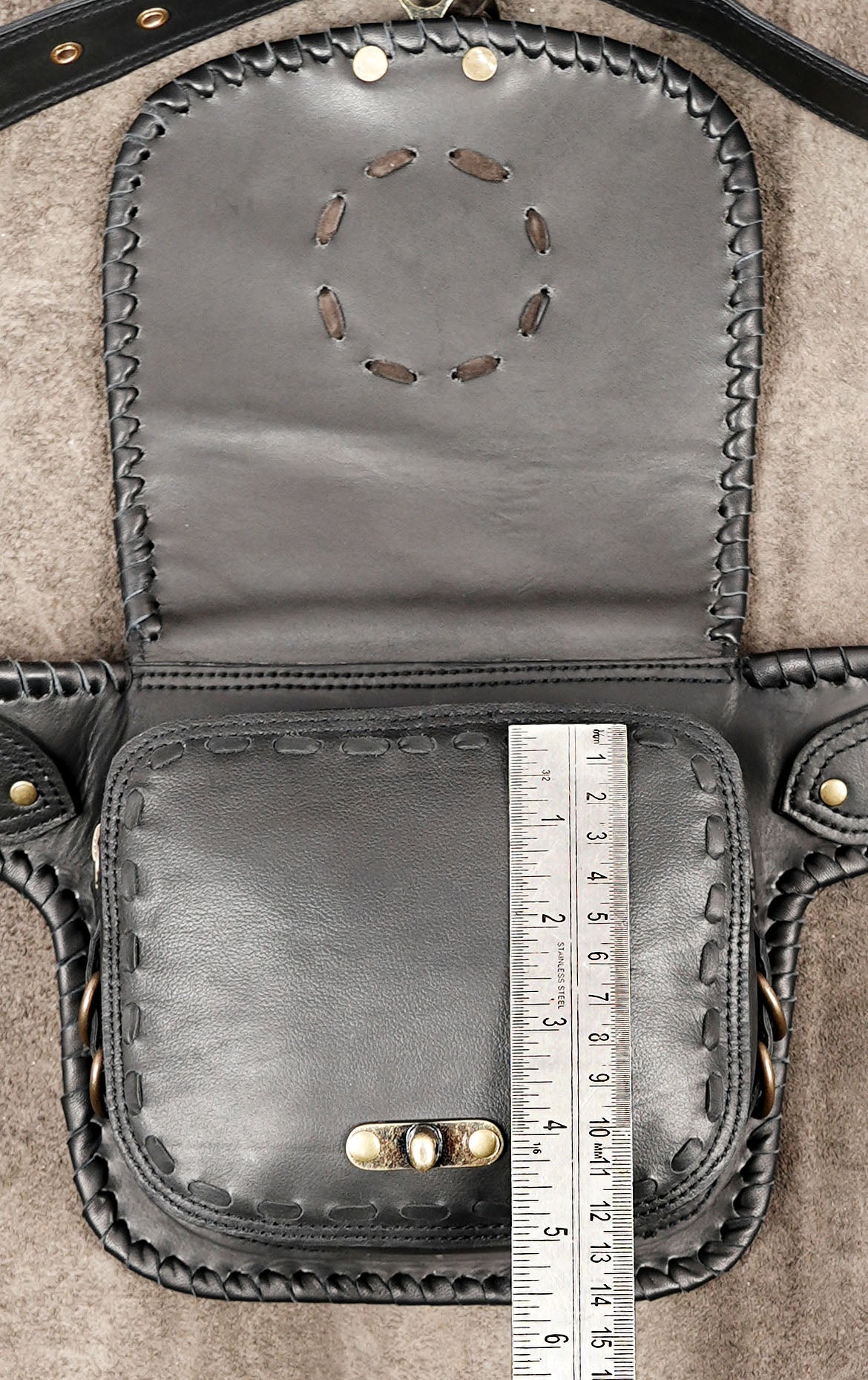 Black leather festival belt bag