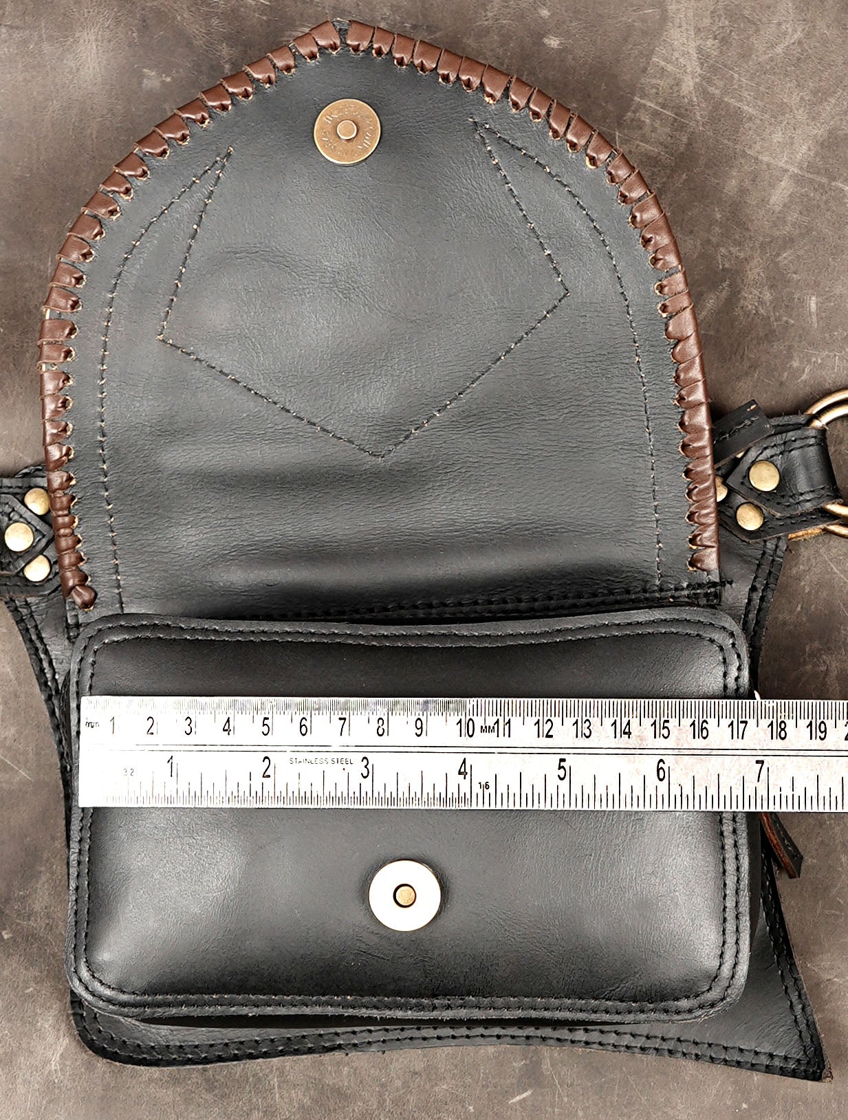 Natural stone leather hip pouch