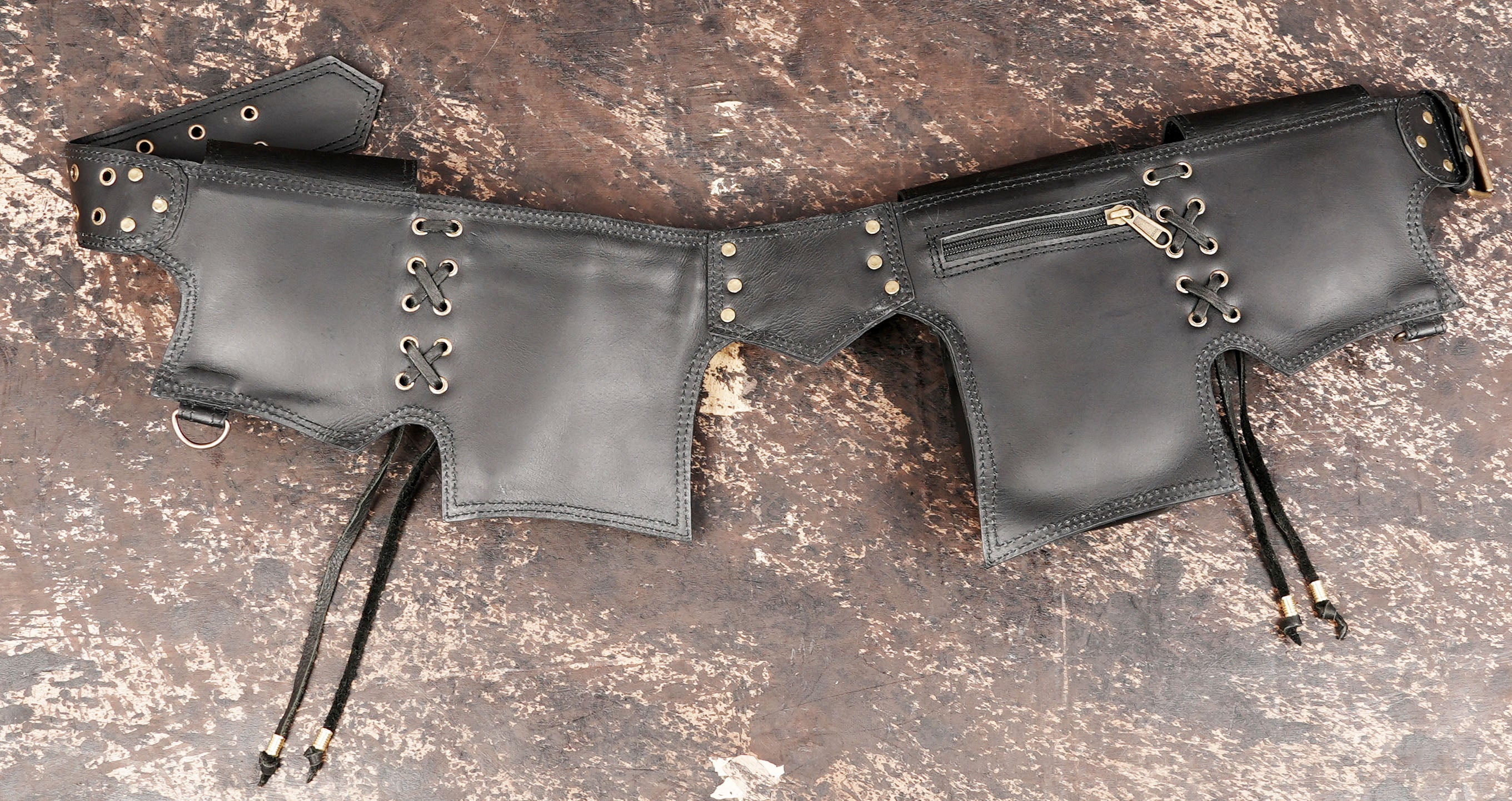 Industrial style leather waist belt