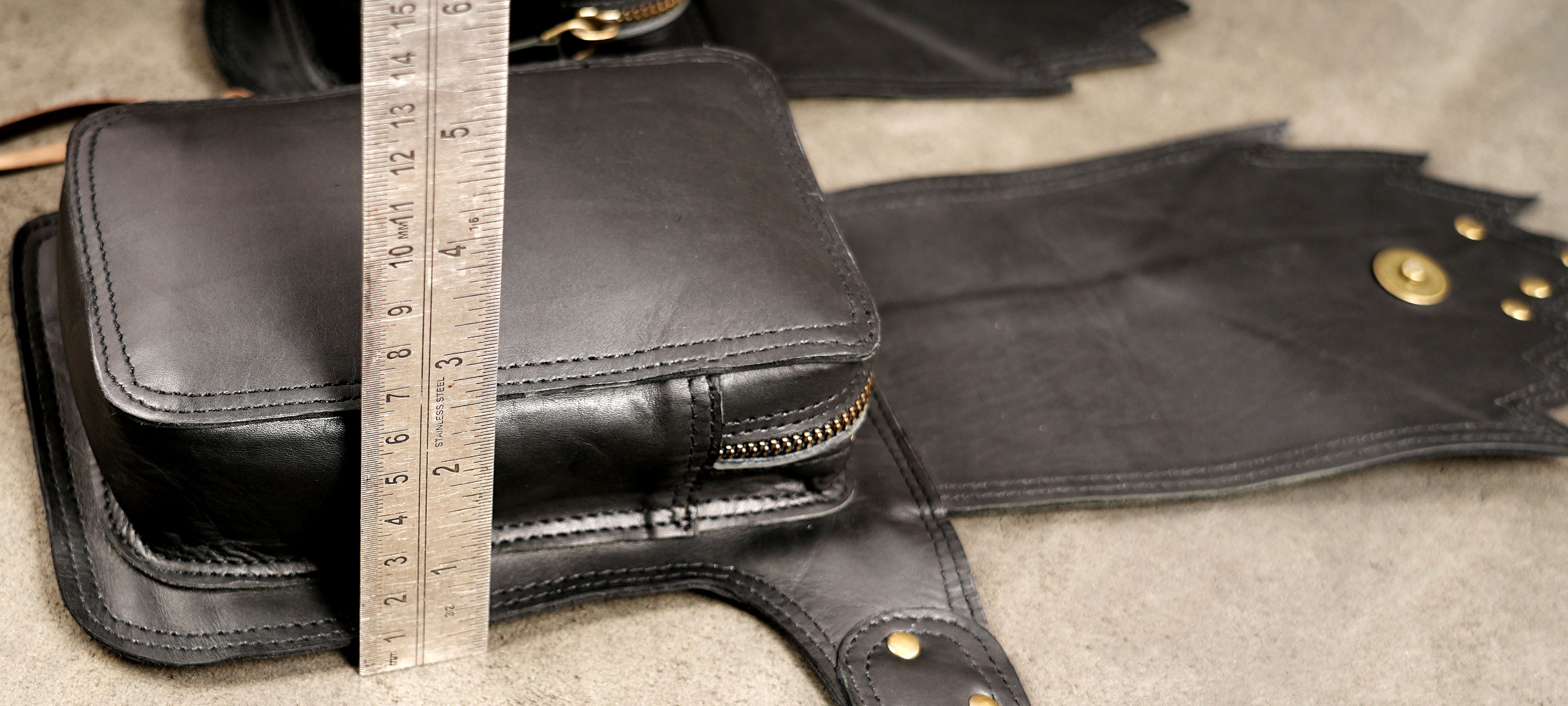 Genuine leather boho utility belt with secure pouches