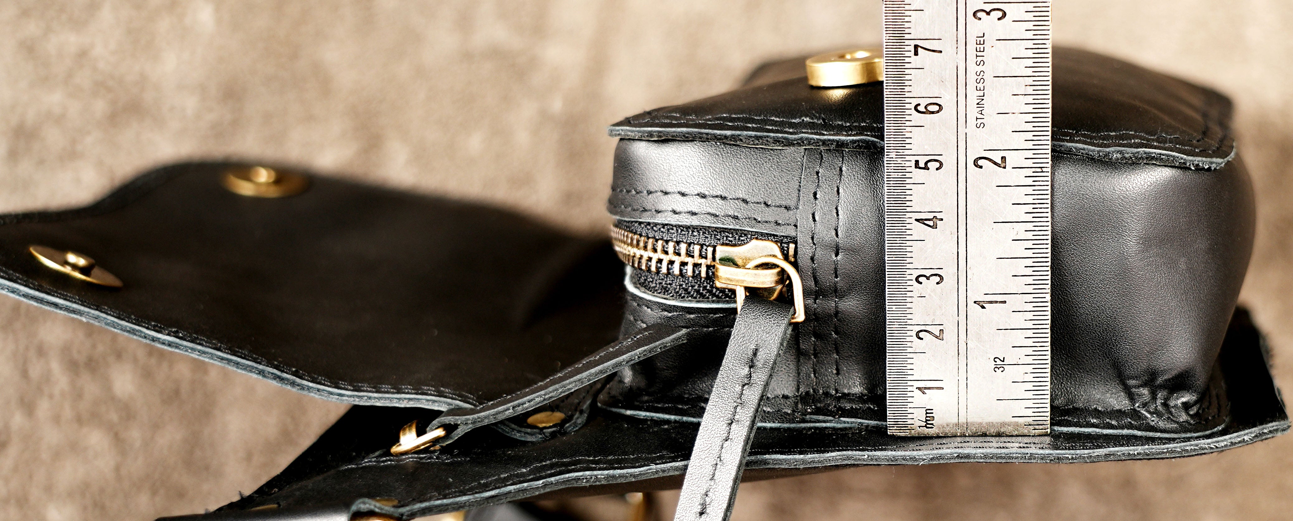 Black leather festival belt pouch for men and women