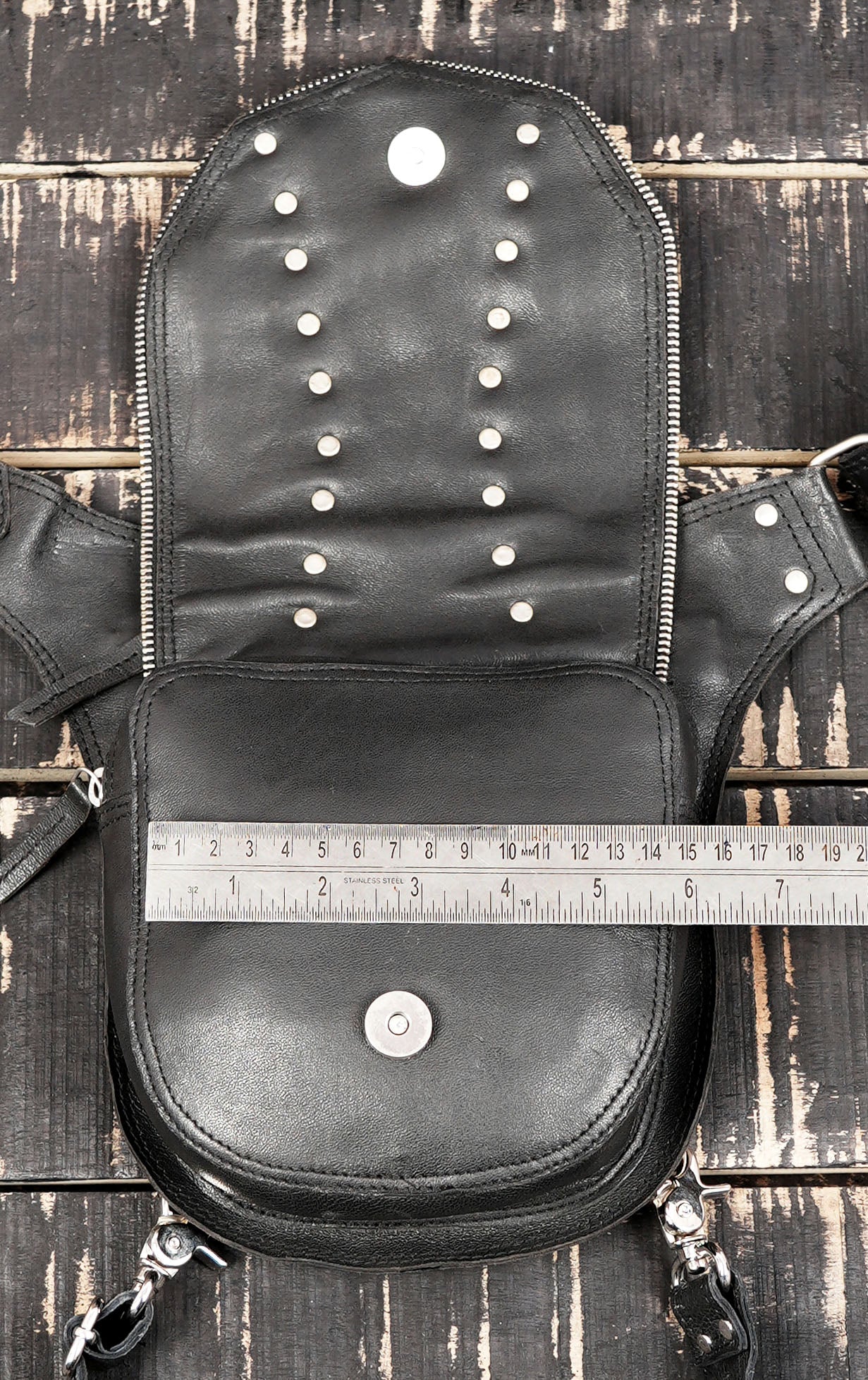 Black leather waist thigh belt with zipper pouch || Unisex leather waist thigh belt with front pouch (LT/NS/WBTS/6005)