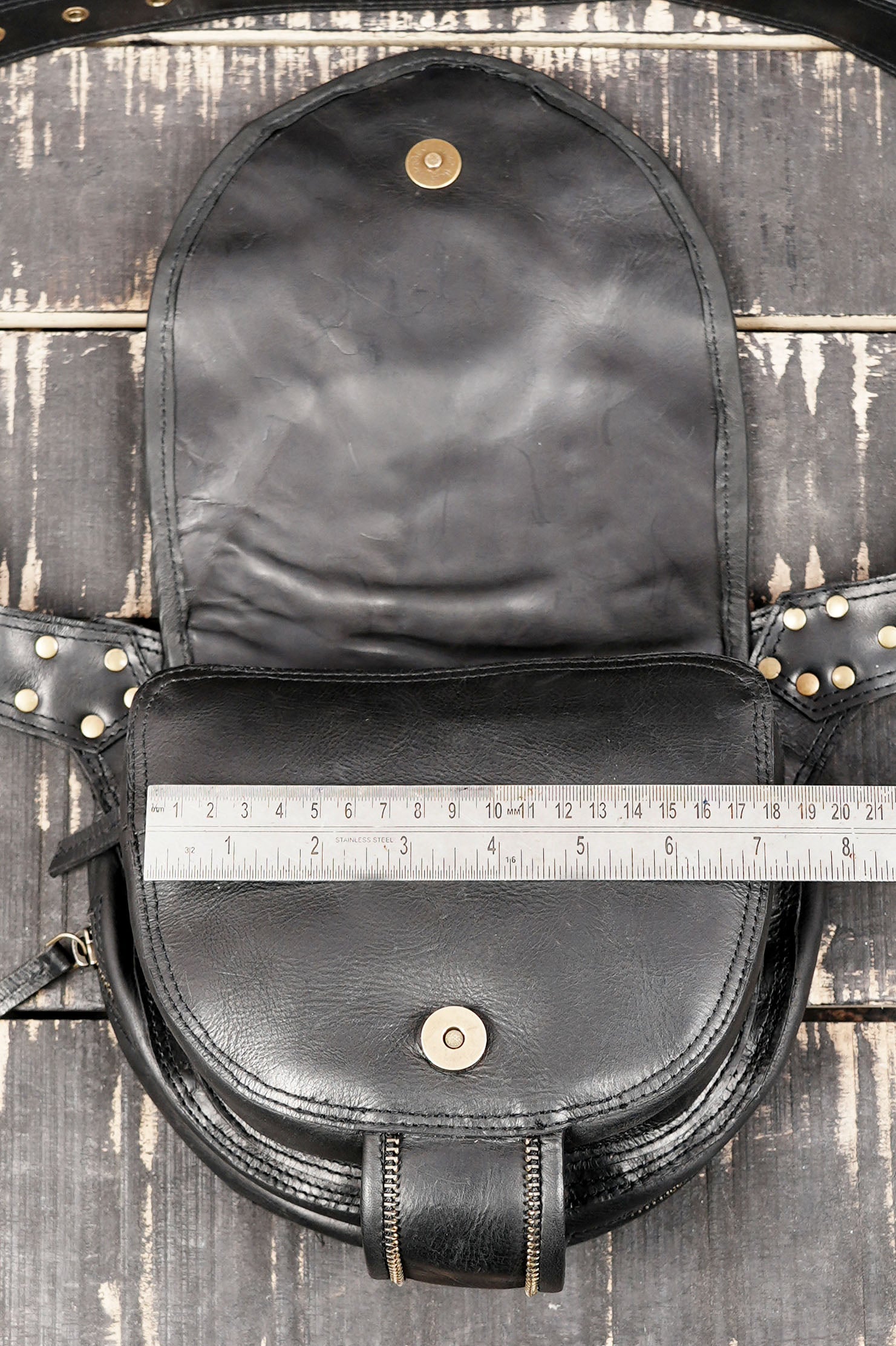 Gothic leather waist pouch handmade