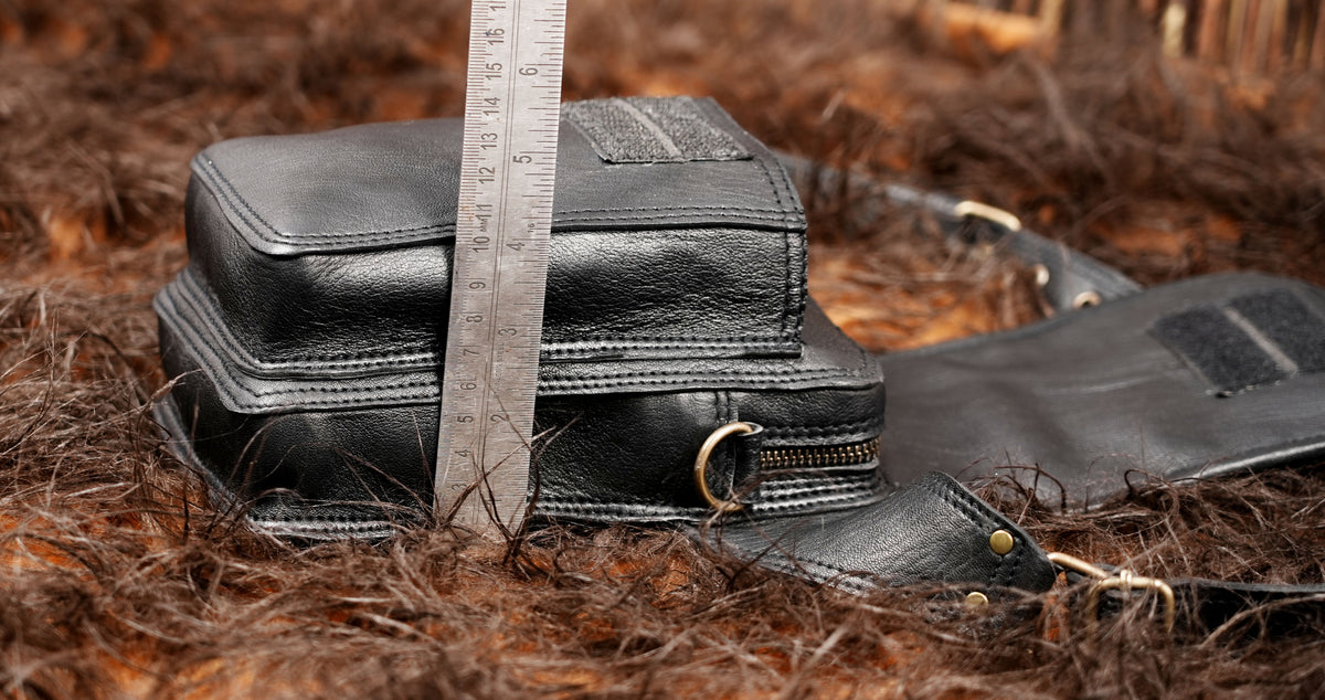 Black Leather Utility Belt Bag Crossbody Waist Pouch Festival Hip Pack Unisex