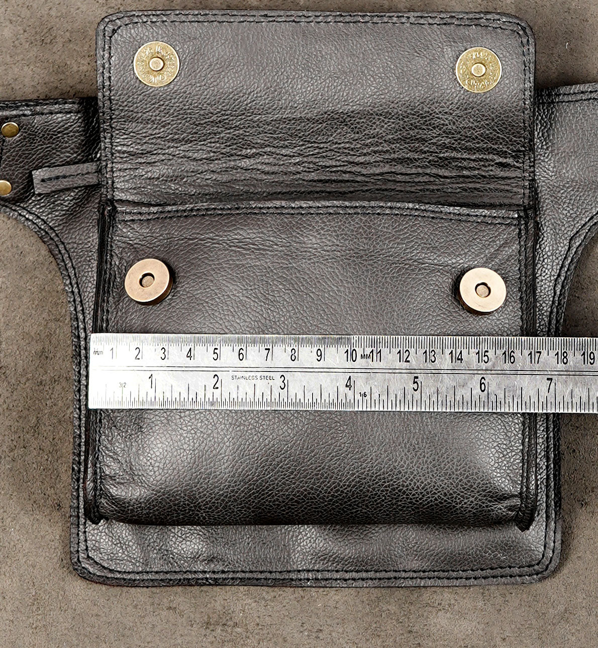 Handmade Leather Waist Bag with Zipper and Flap Pocket